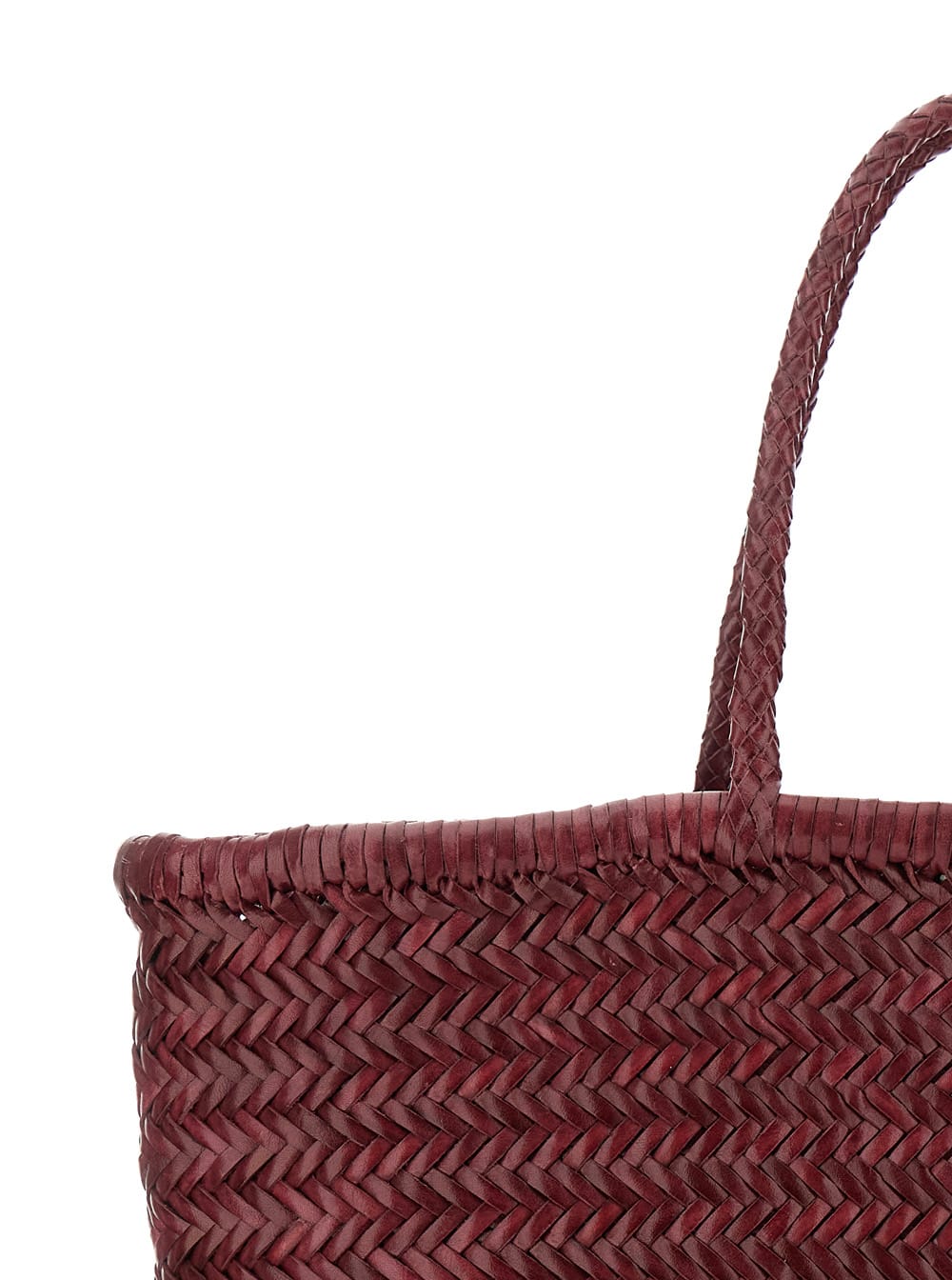 Dragon Diffusion Bamboo Triple Jump Bordeaux Tote Bag In Woven Leather Woma In Burgundy