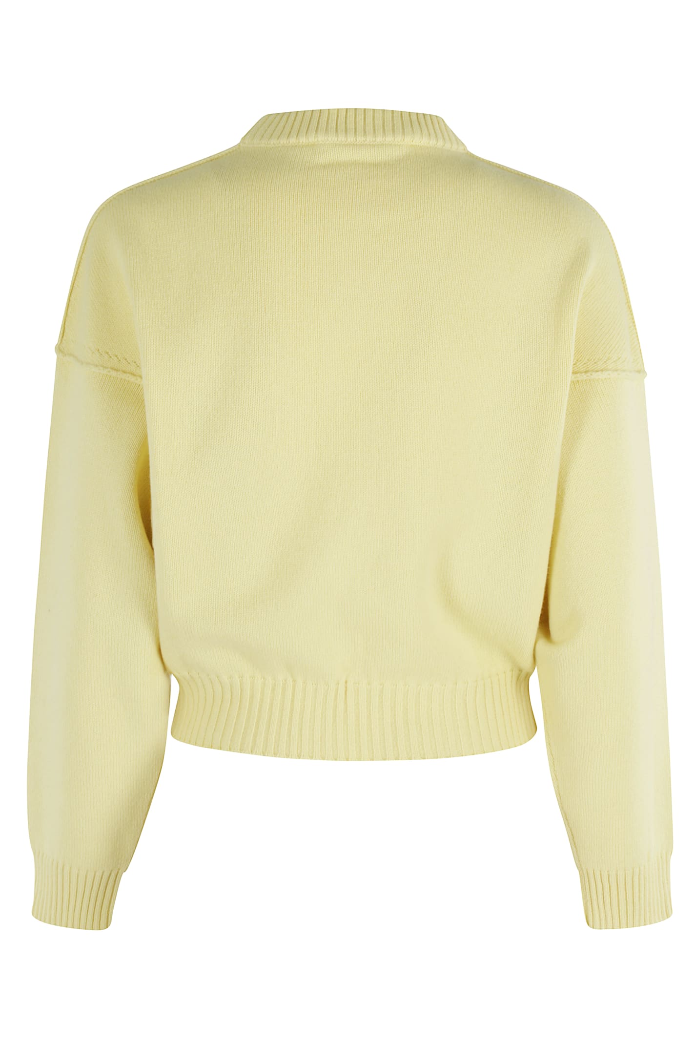 Tela Kebria Pattern Merino Wool Sweater With Batwing Sleeves In Yellow