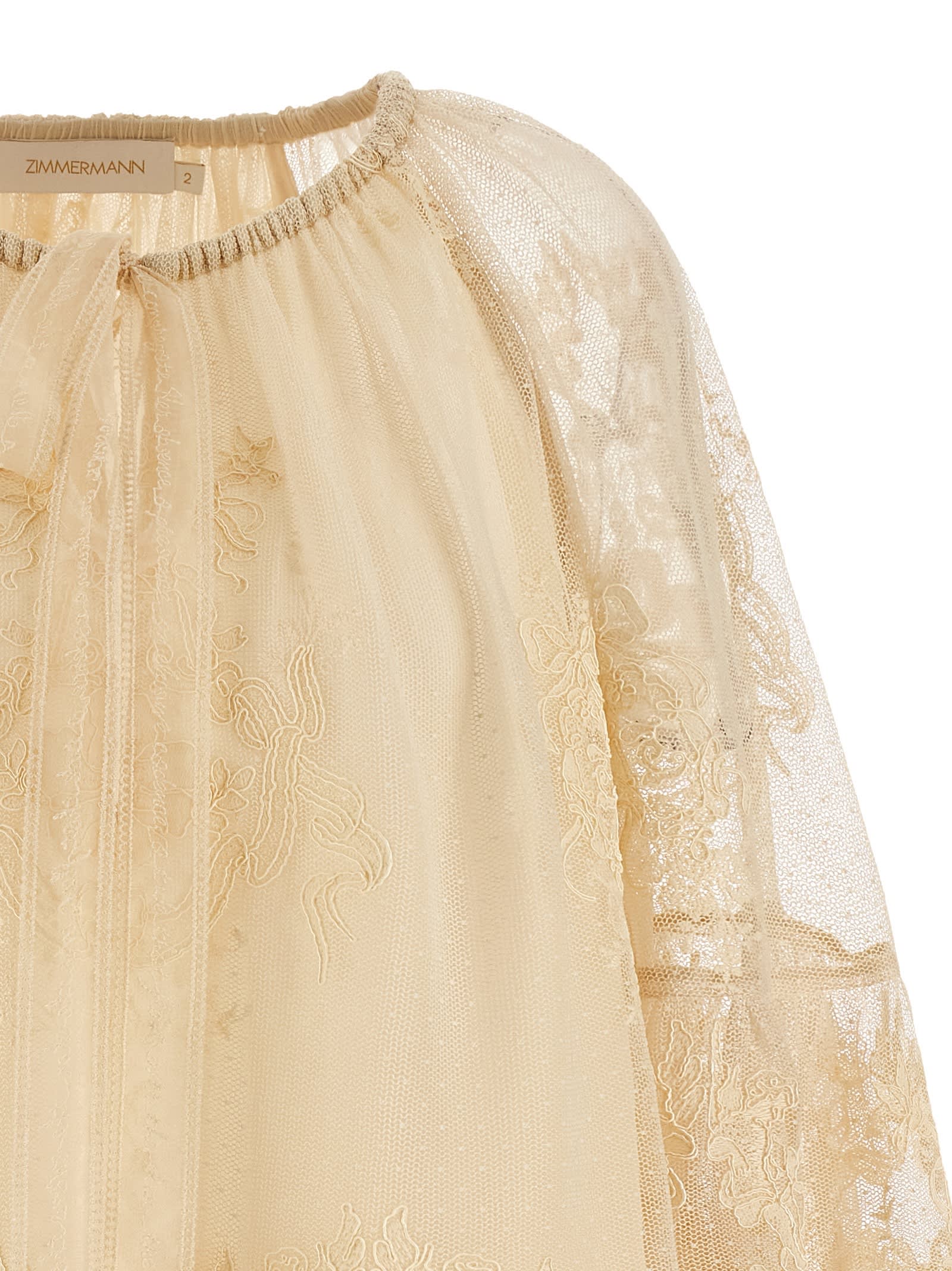 Zimmermann Hypnotic Tiered Lace Shirt And Blouse Beige In Neutral