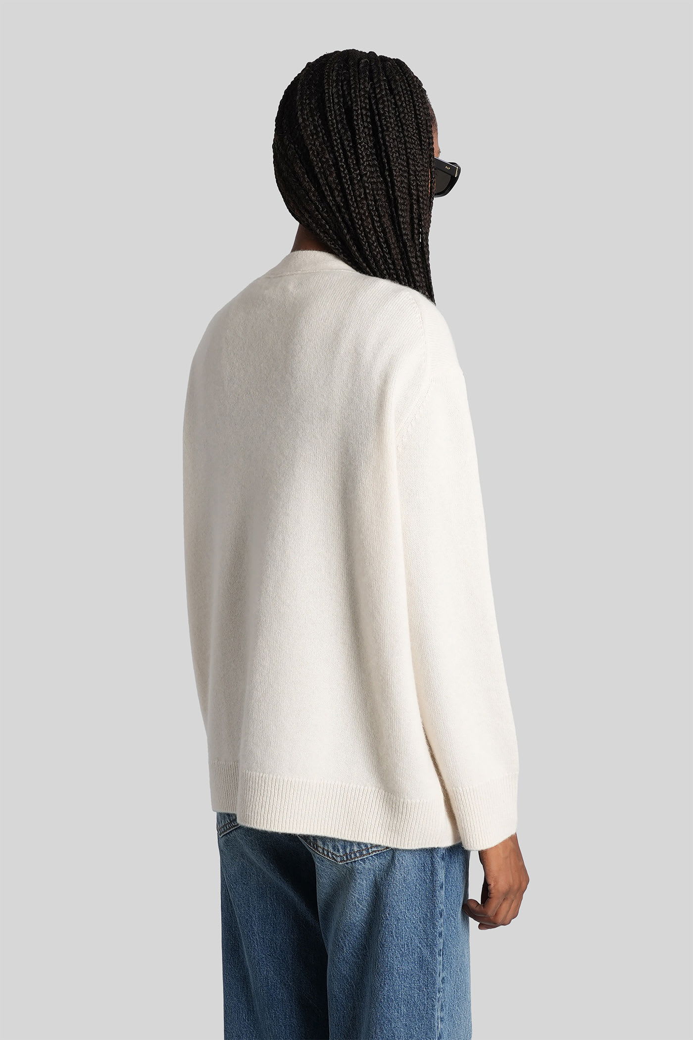 Anine Bing Jackson Cardigan In Beige Suede In White