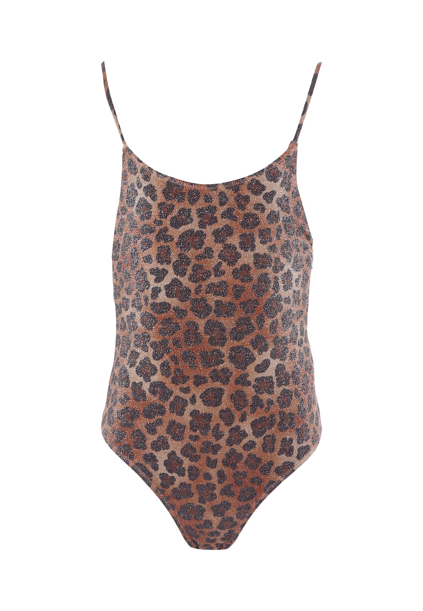 Mc2 Saint Barth Brown Swimsuit For Girl With Animalier Print In Brown