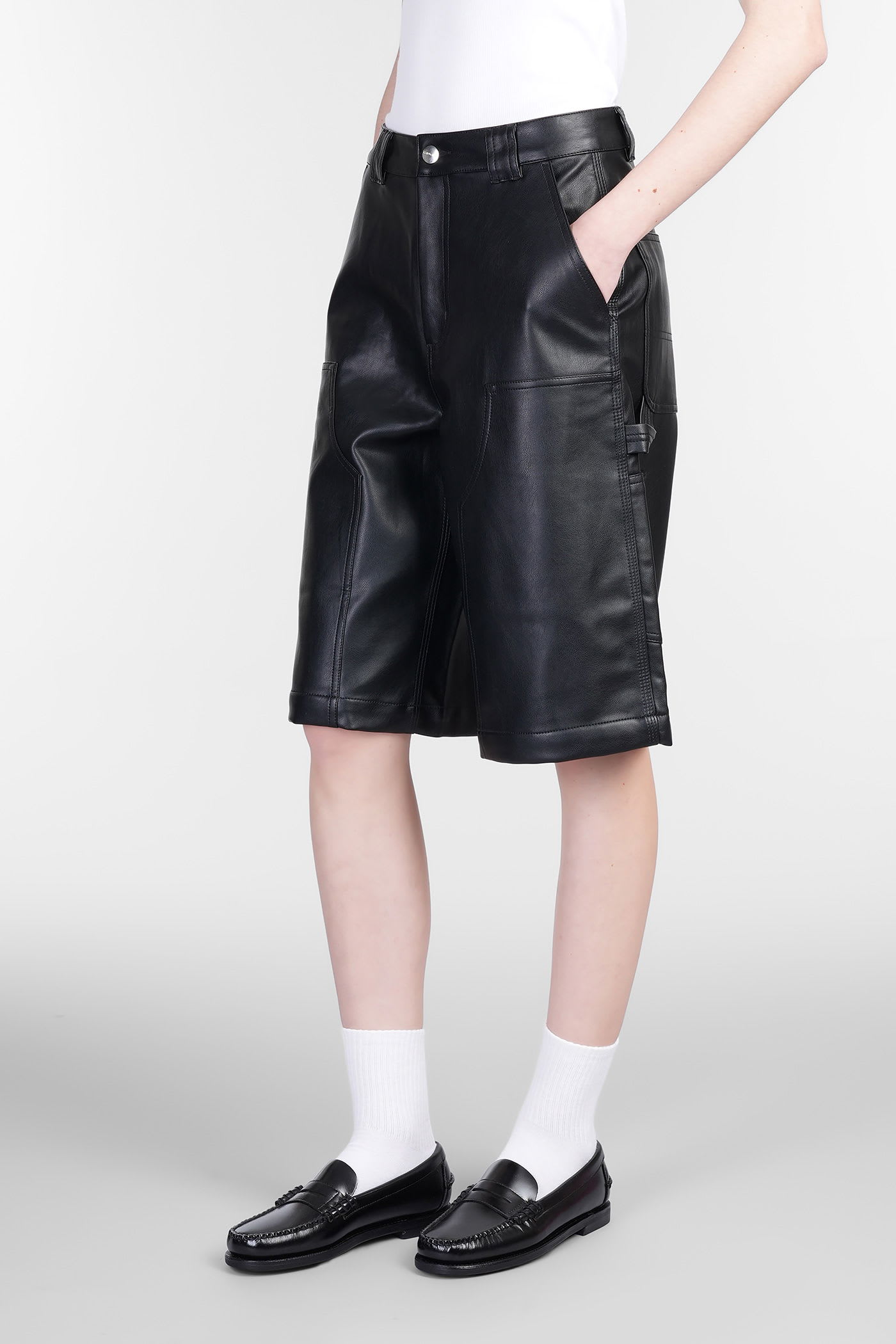 Carhartt Norwich Dk Short Shorts In Black Faux Leather In Black