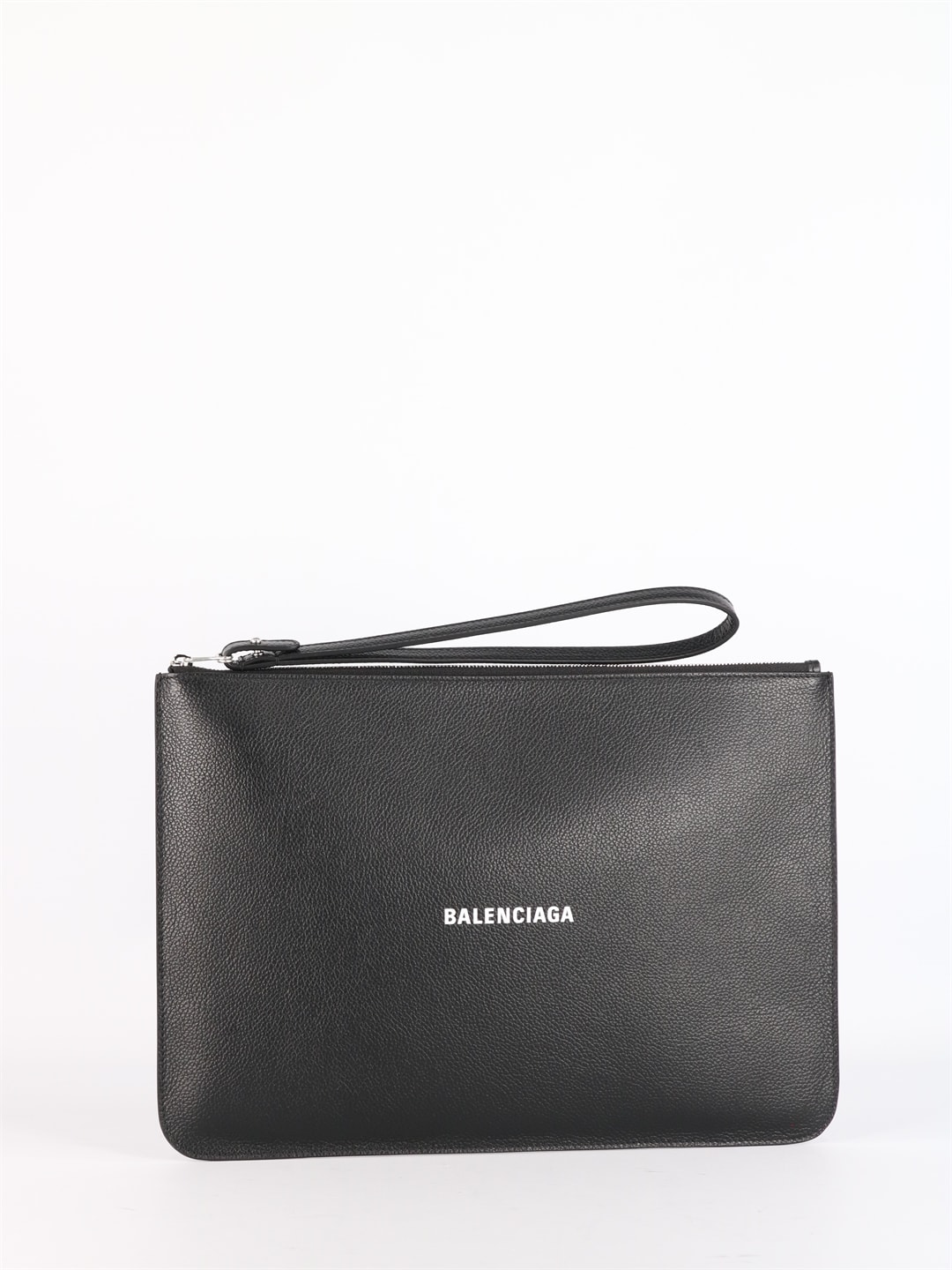 Balenciaga Black Leather Clutch Bag With Logo