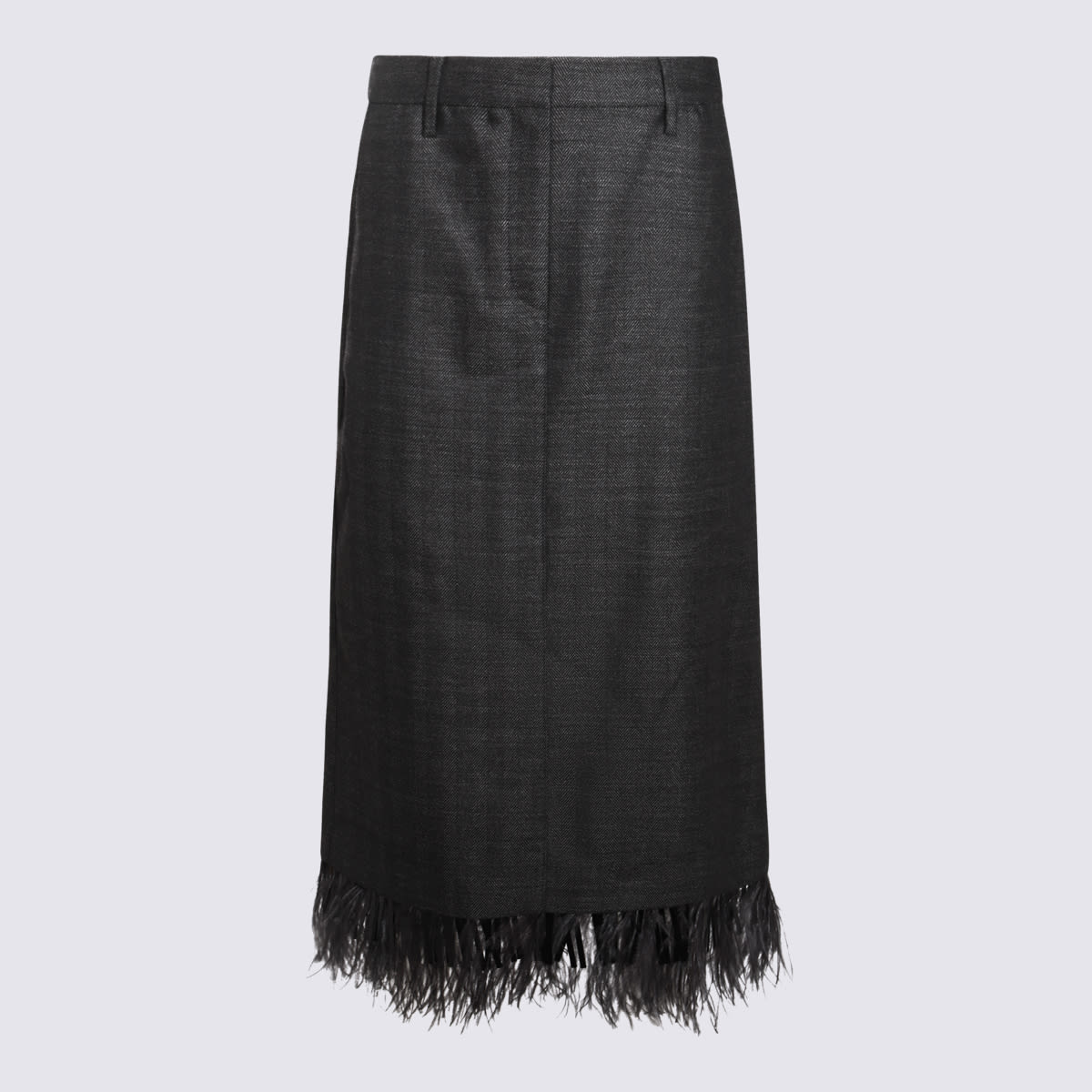 Shop Brunello Cucinelli Grey Wool Skirt In Anthracite