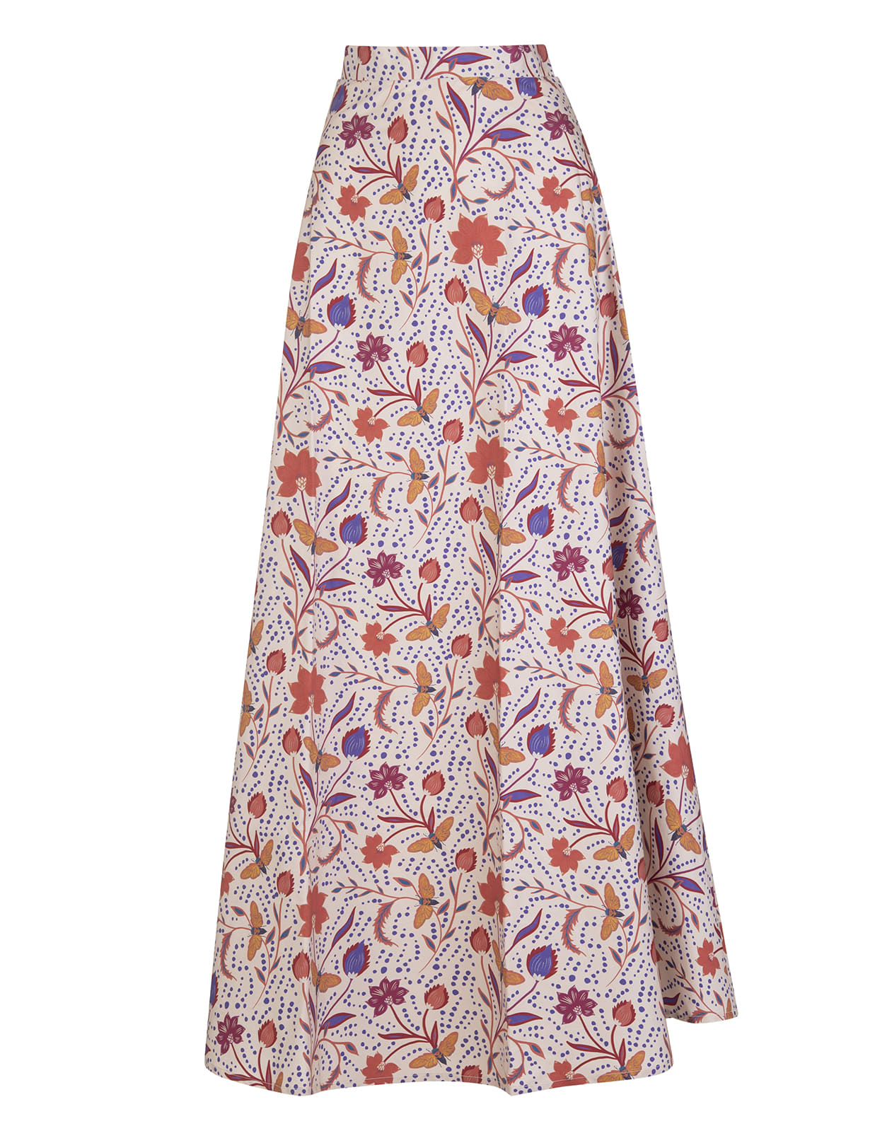 Amotea Long Charline Skirt With Purple And Orange Floral Pattern