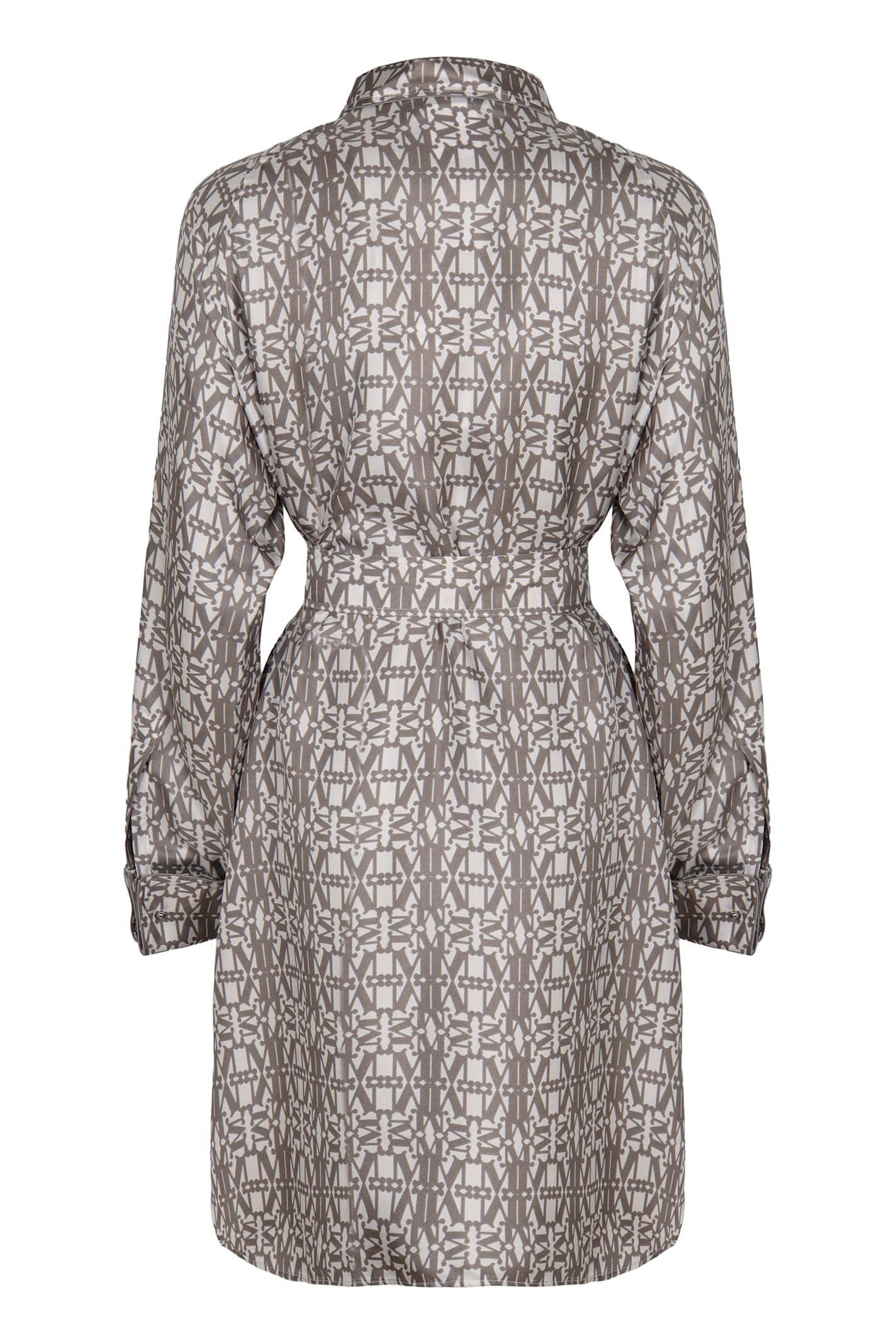 Max Mara Printed Silk Chemisier Dress In Gray