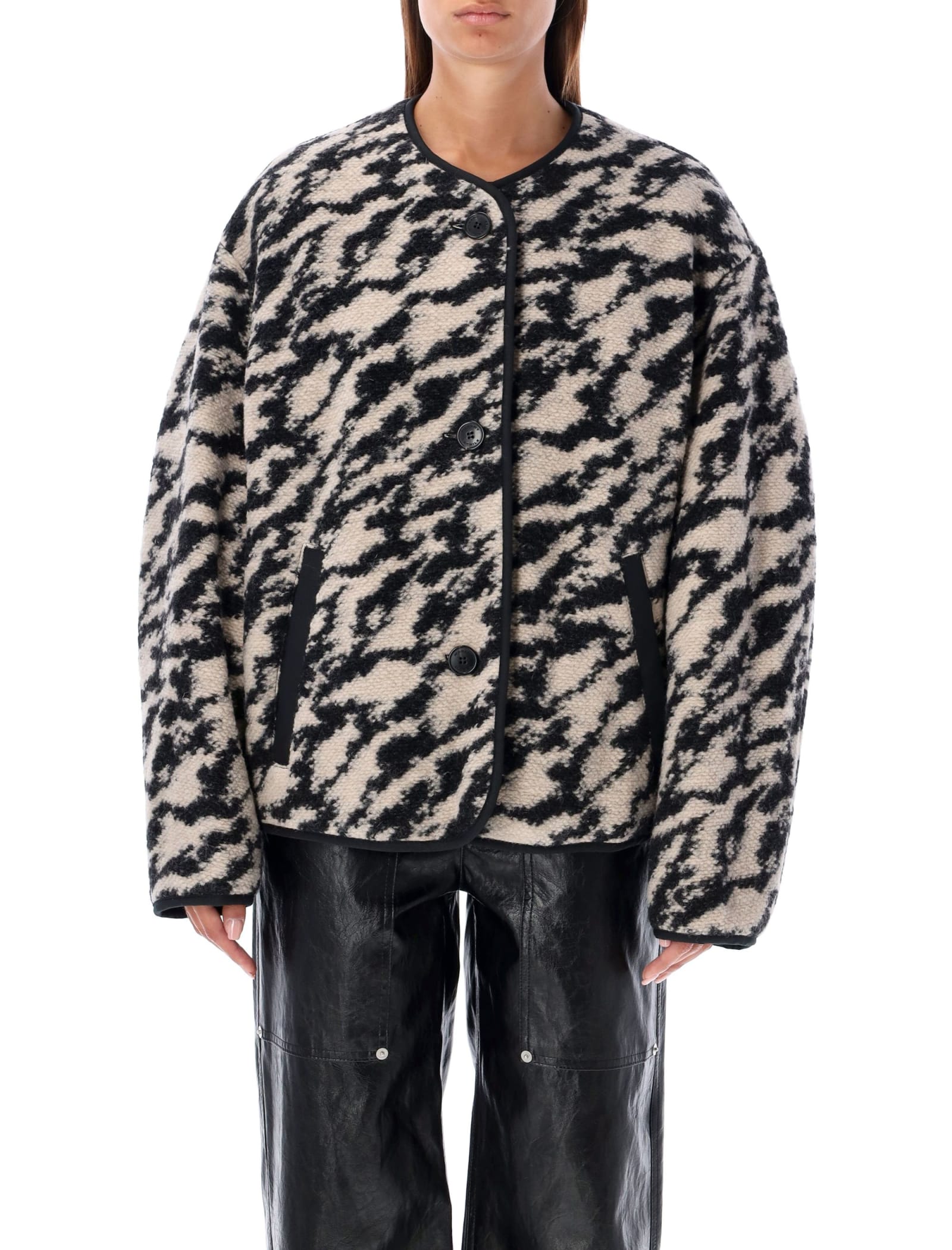 Shop Marant Etoile Himala Jacket In Black Beige