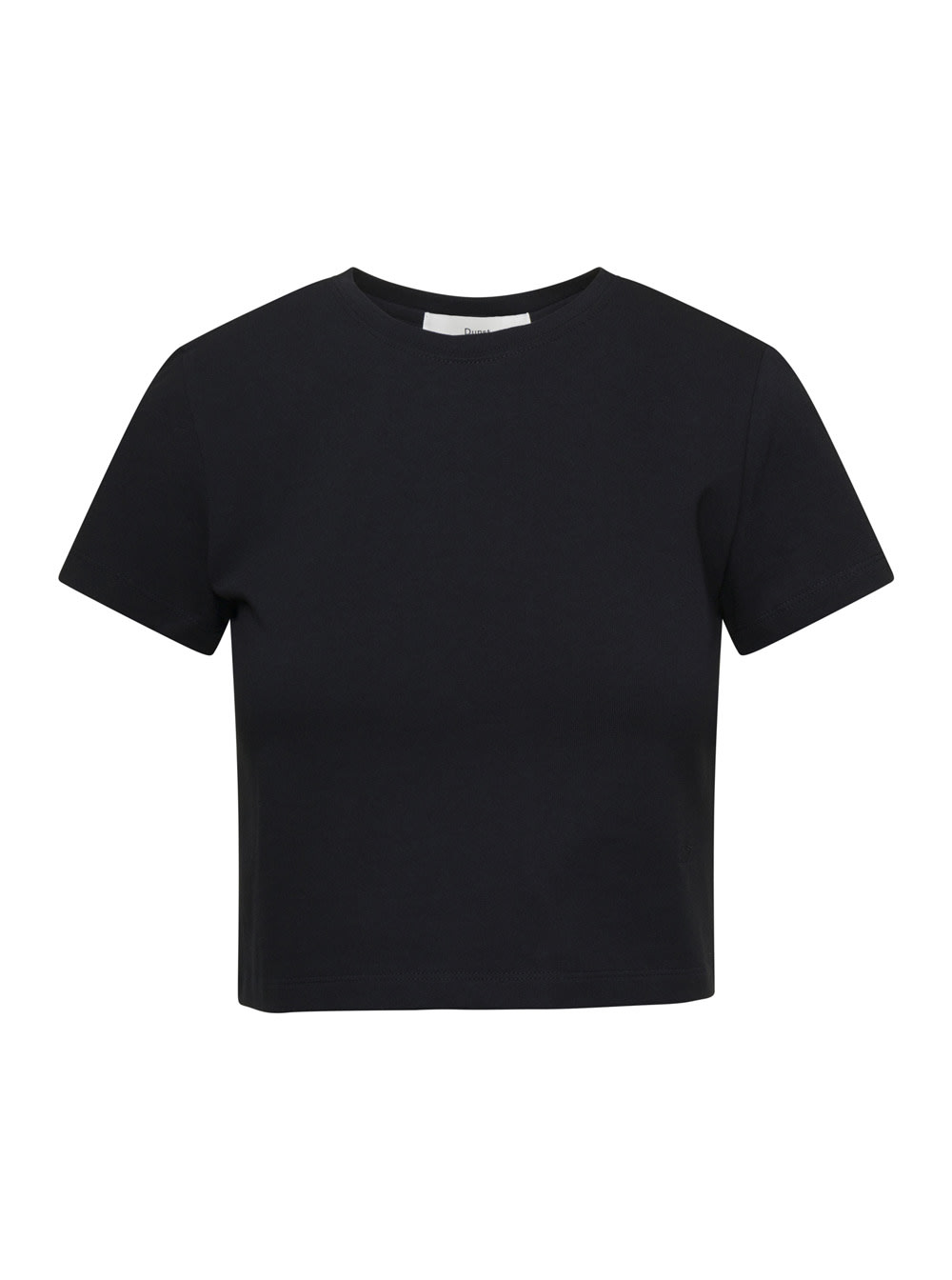 Shop Dunst Black Crewneck Cropped T-shirt In Cotton Woman