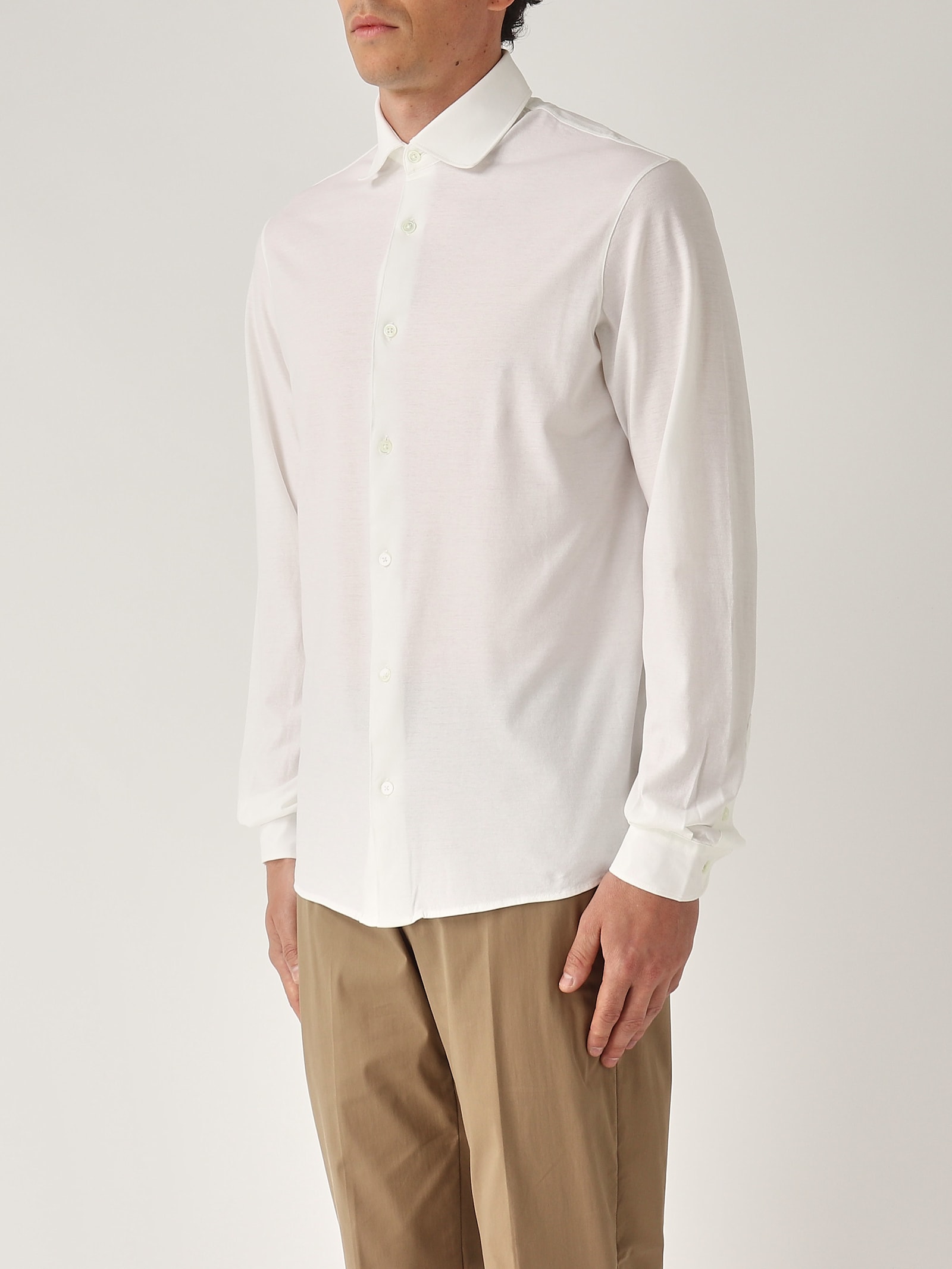 Filippo De Laurentiis Camicia M/l Basica In Crepe Cotton Shirt In White