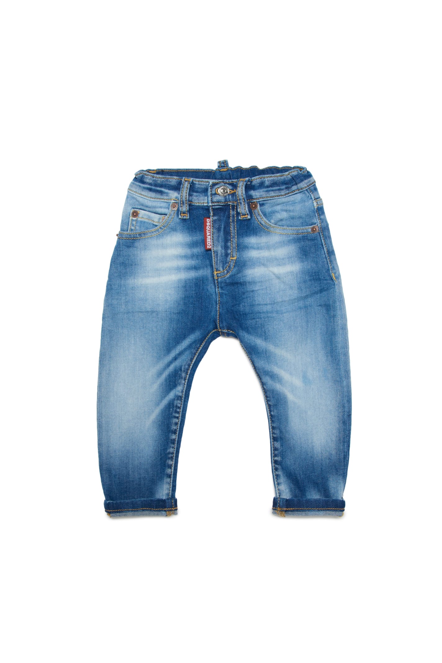 Dsquared2 D2p76ab Trousers Dsquared Washed Blue Denim Jeans With Roll-ups