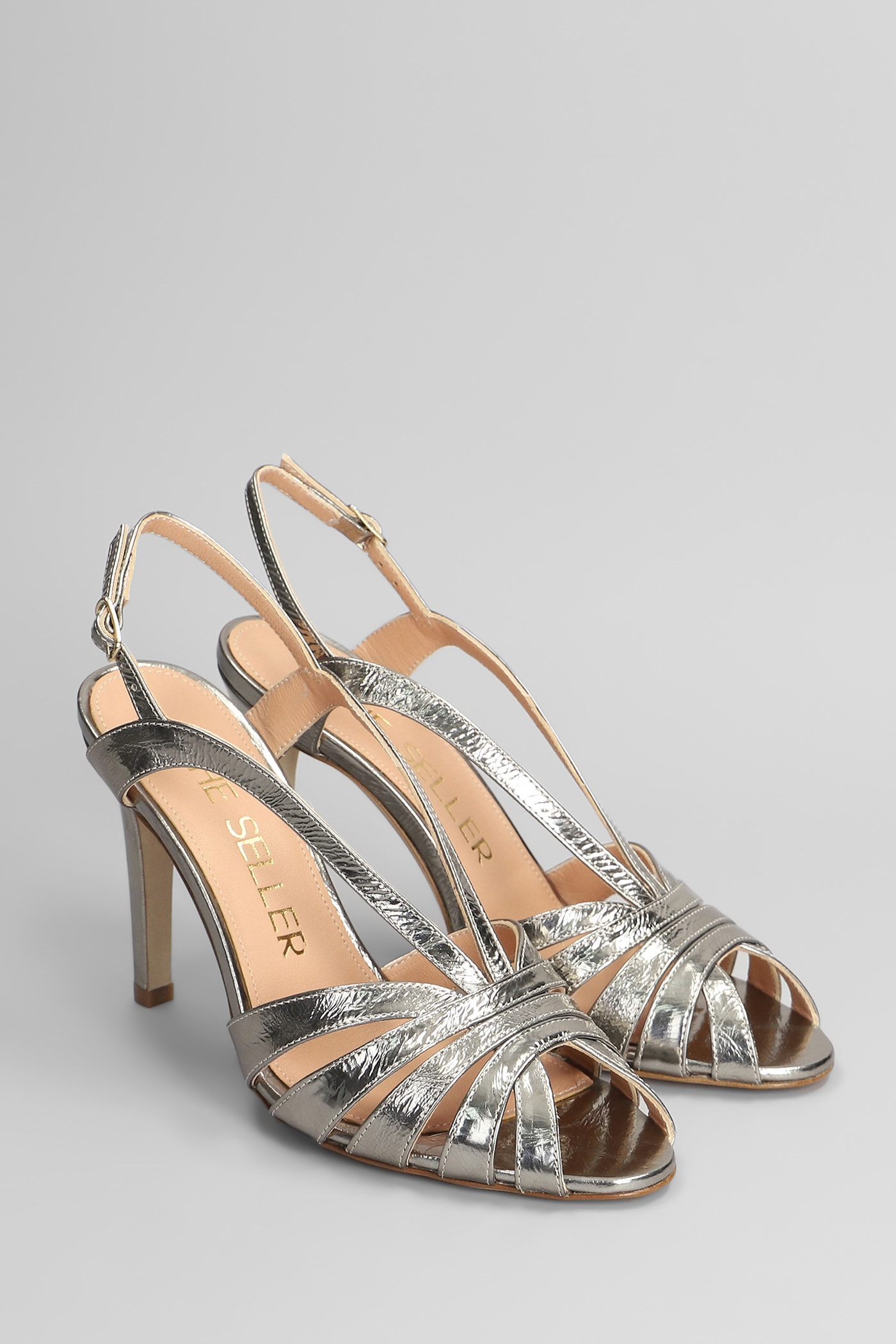 The Seller Sandals In Gunmetal Leather