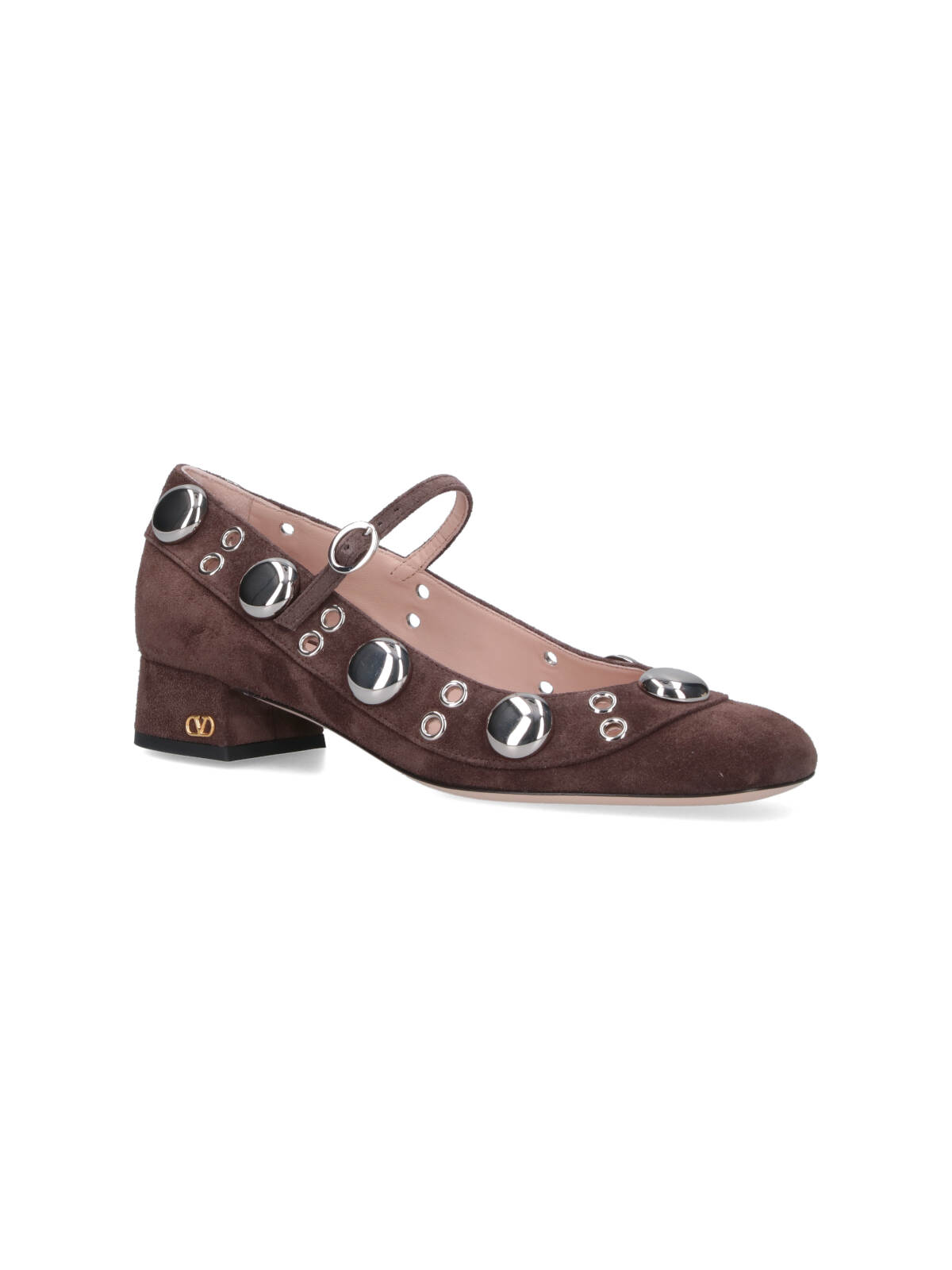 Valentino Stylish Block Heel Round Toe Pumps In Brown
