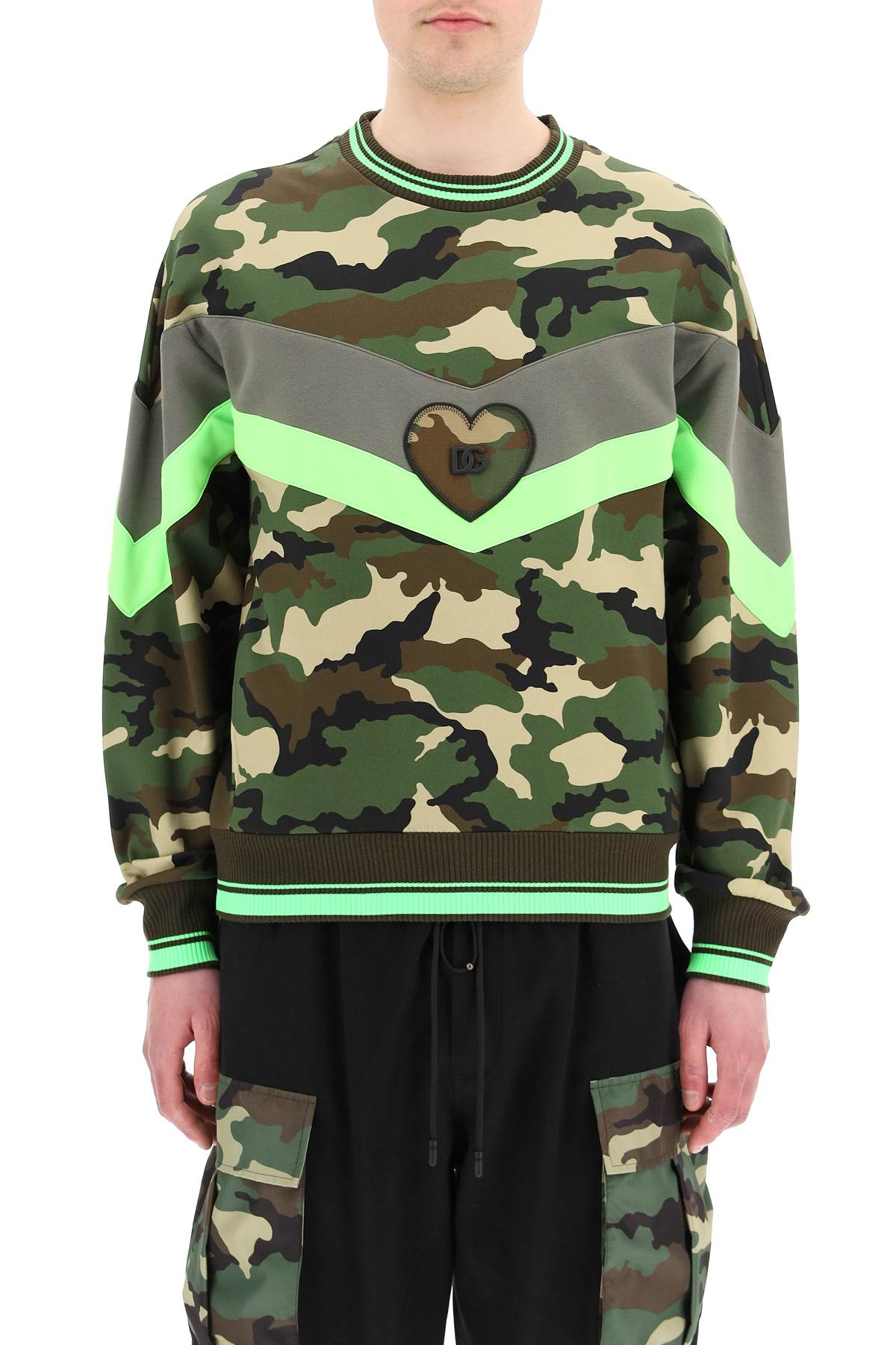 Shop Dolce & Gabbana Camouflage Print Sweatshirt In Green
