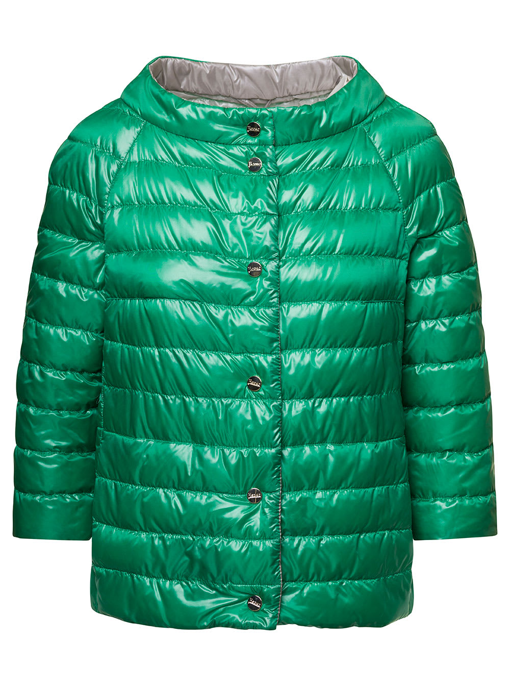 Herno Green And Beige Reversible Quilted Jacket In Polyamide Woman