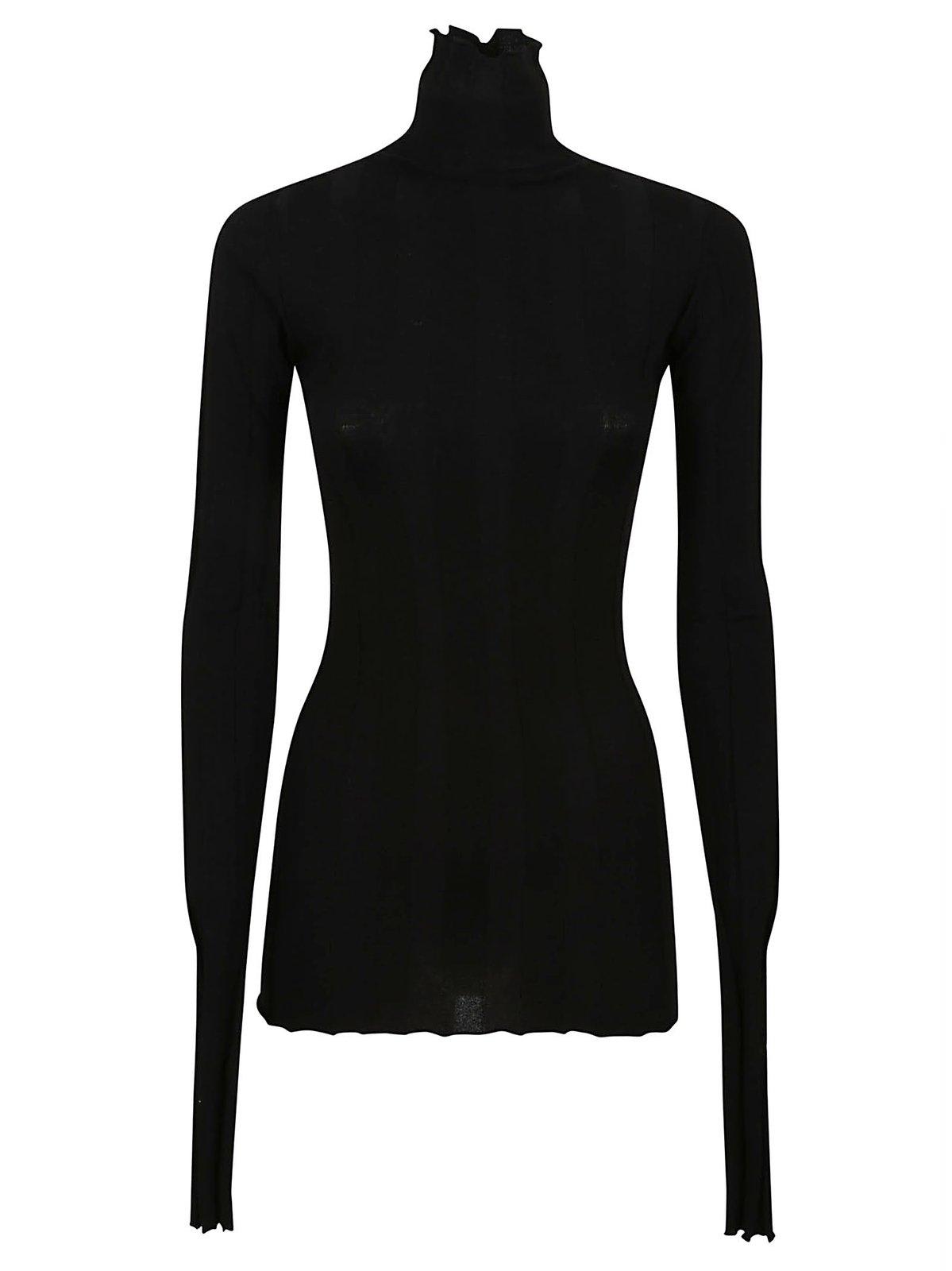 Shop Sportmax High Neck Long-sleeved Top In Black