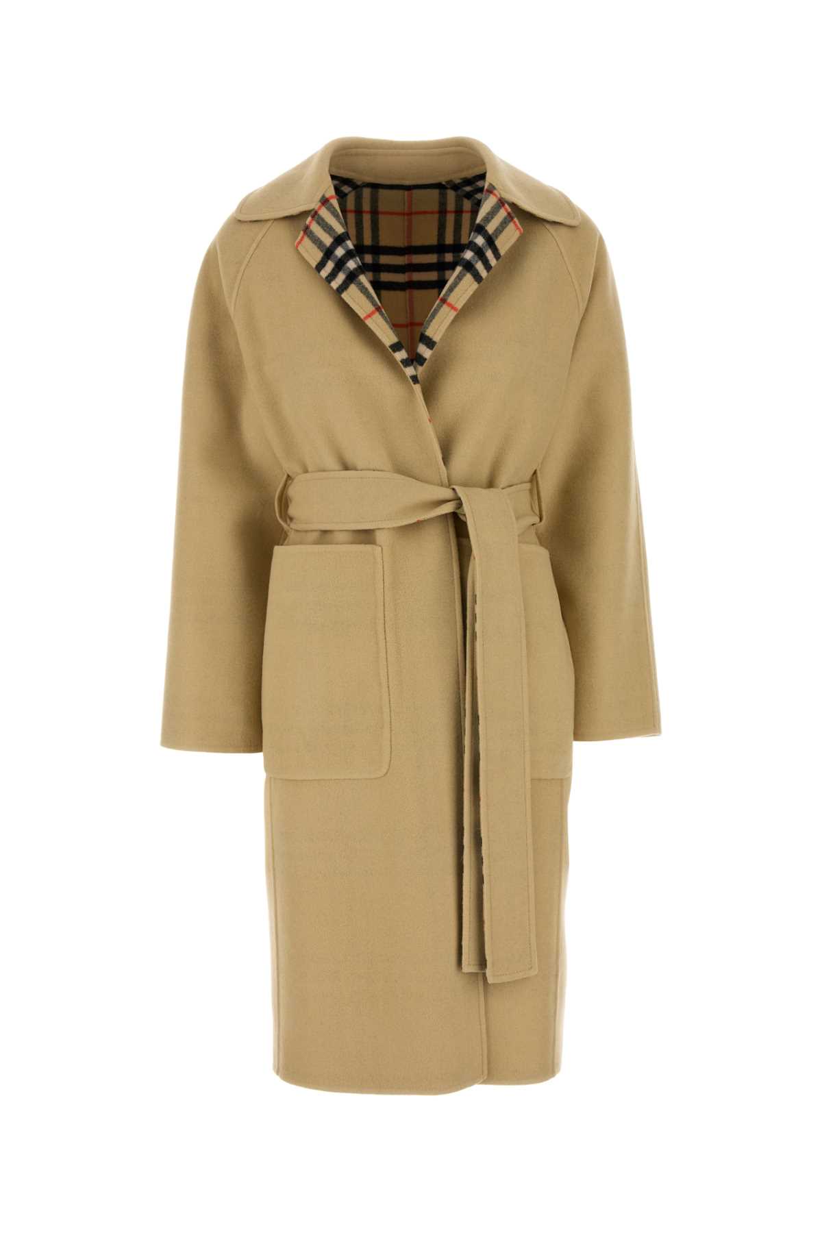 Shop Burberry Beige Wool Reversible Coat In Flax