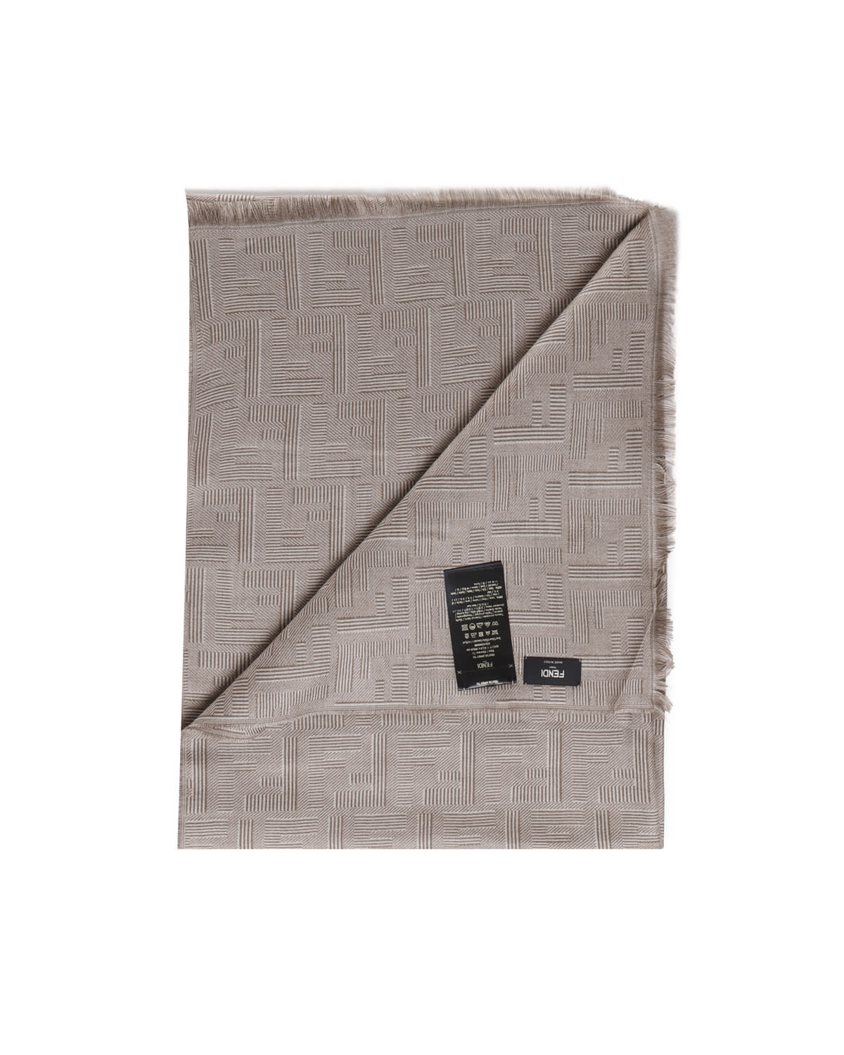 Shop Fendi Wool And Silk Scarf In Beige