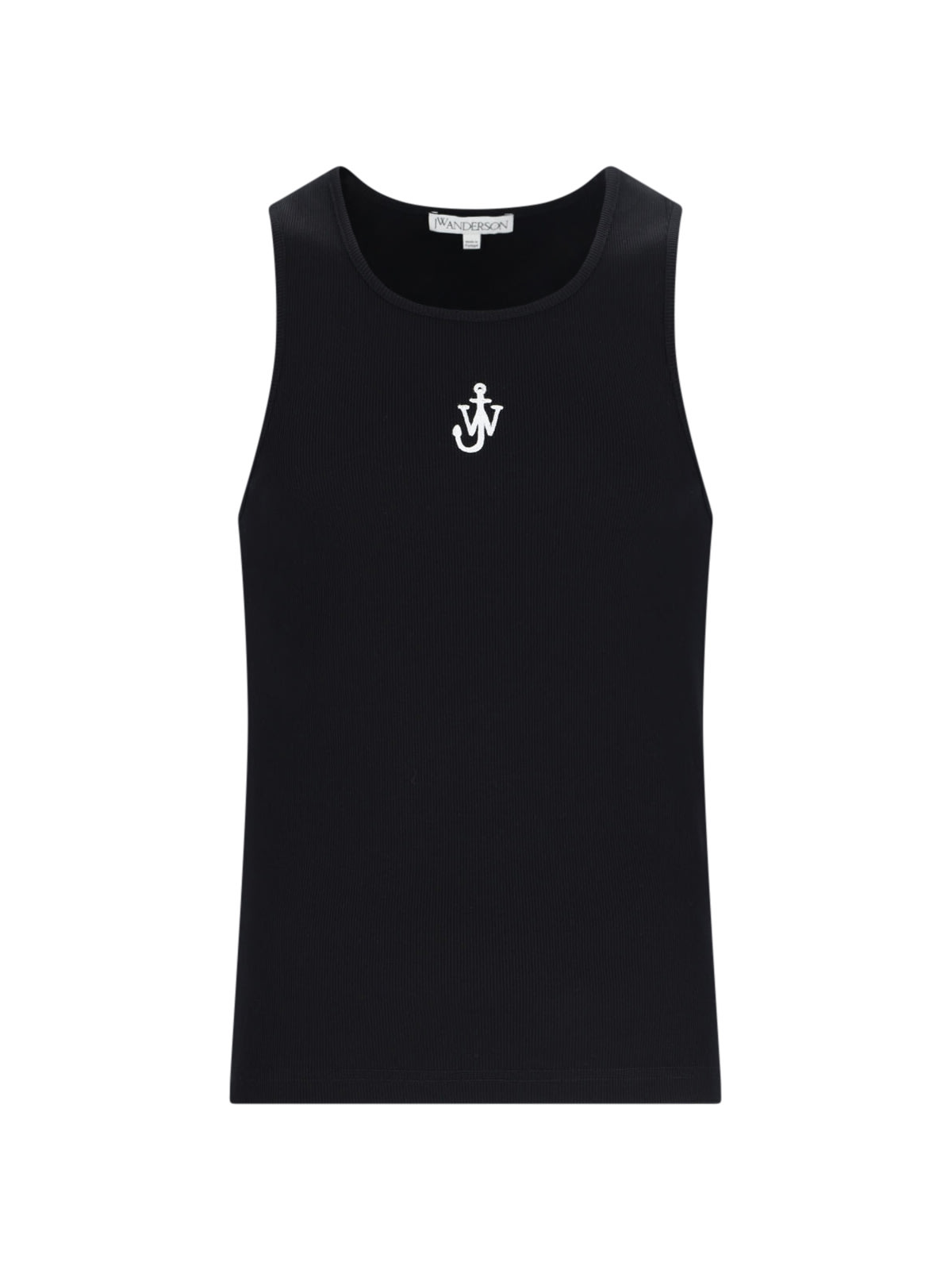 Jw Anderson Black Sleeveless Top With Logo Embroidery On The Front In Black