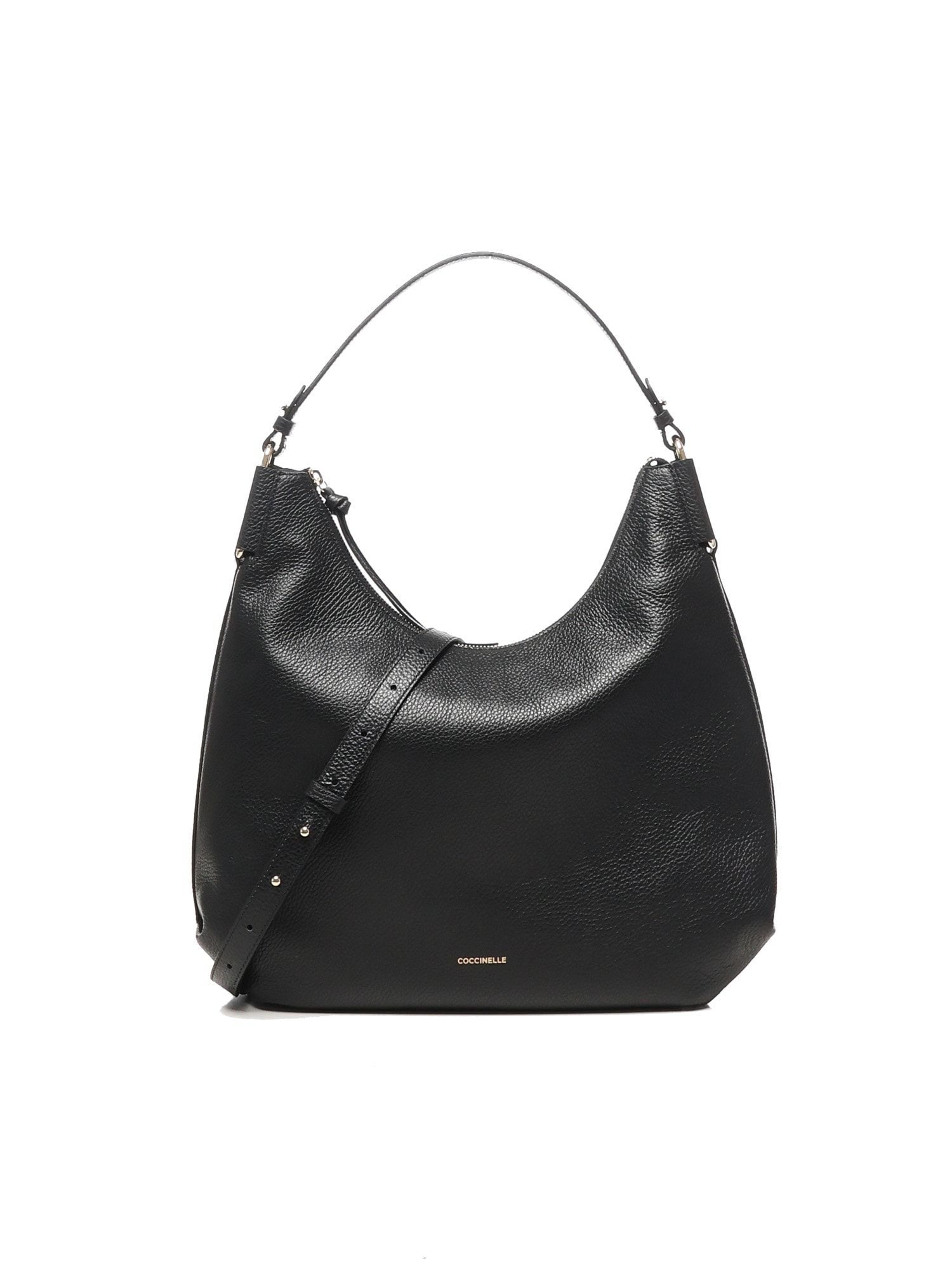 Coccinelle Malory Grained-leather Shoulder Bag In Black