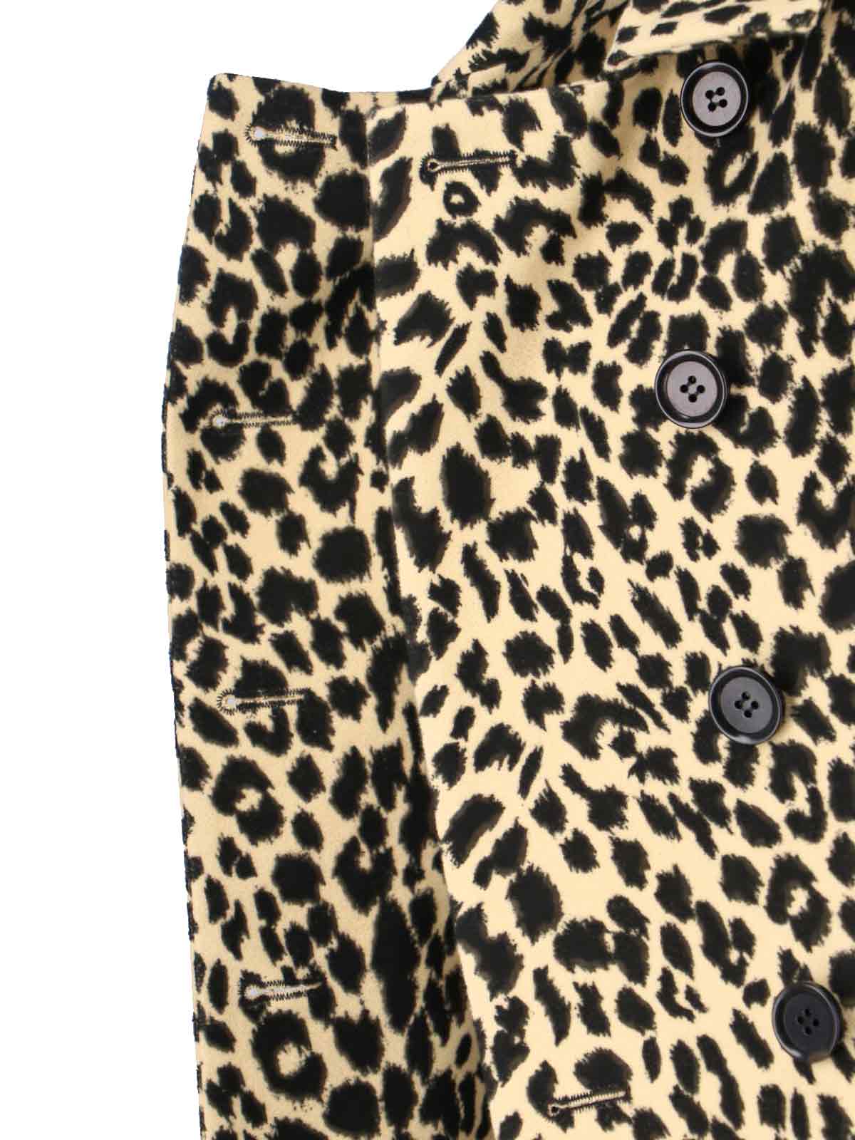 Aspesi Animal Print Double Breasted Jacket With Pockets In Brown