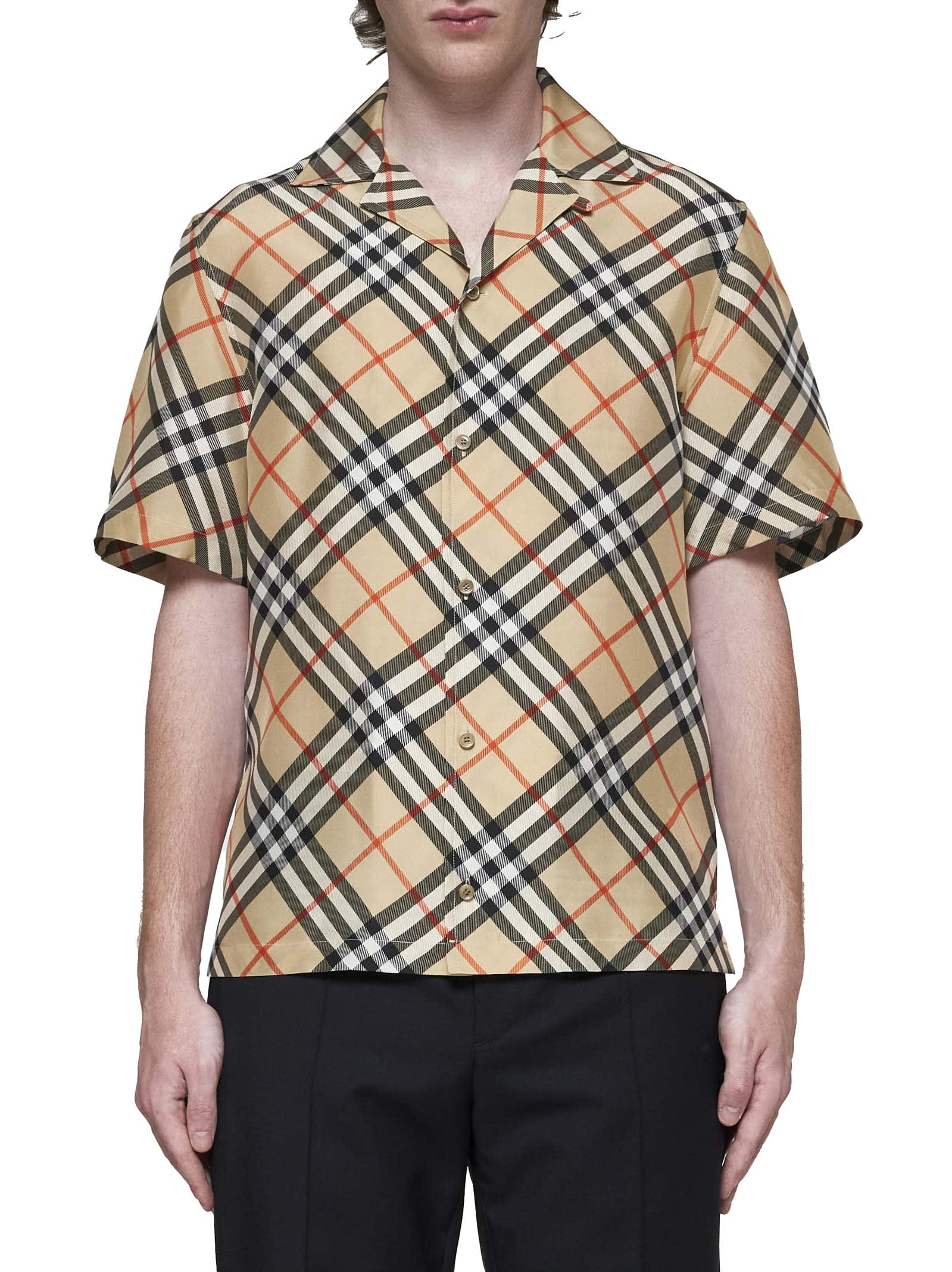 Shop Burberry Shirt In Sand Ip Check