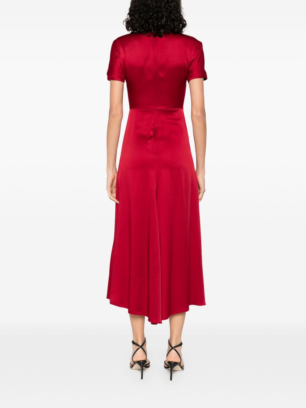 Victoria Beckham Fuchsia Pink Midi Dress With Gathered Waist In Red