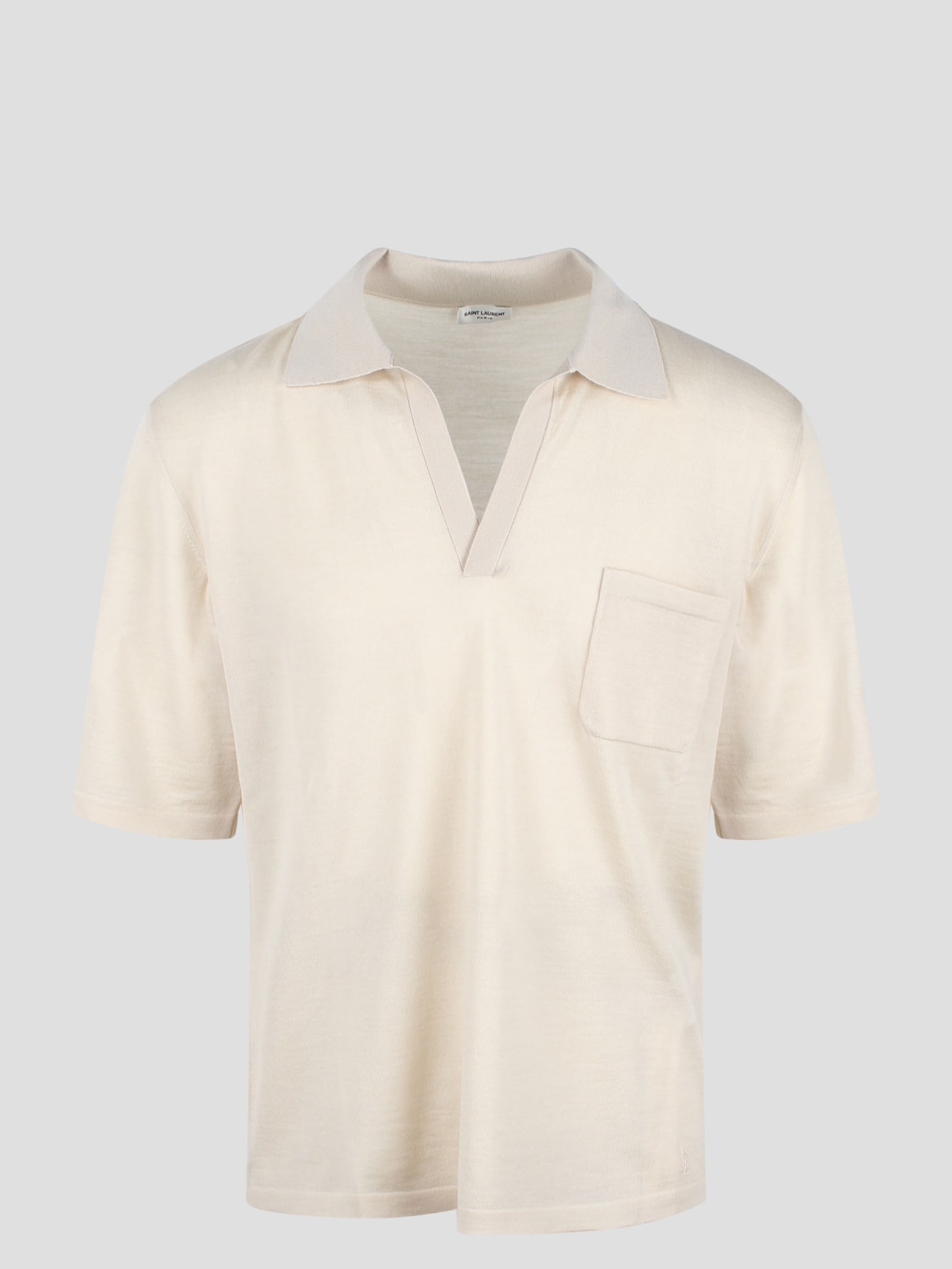 Shop Saint Laurent Cassandre Polo Shirt In Nude & Neutrals