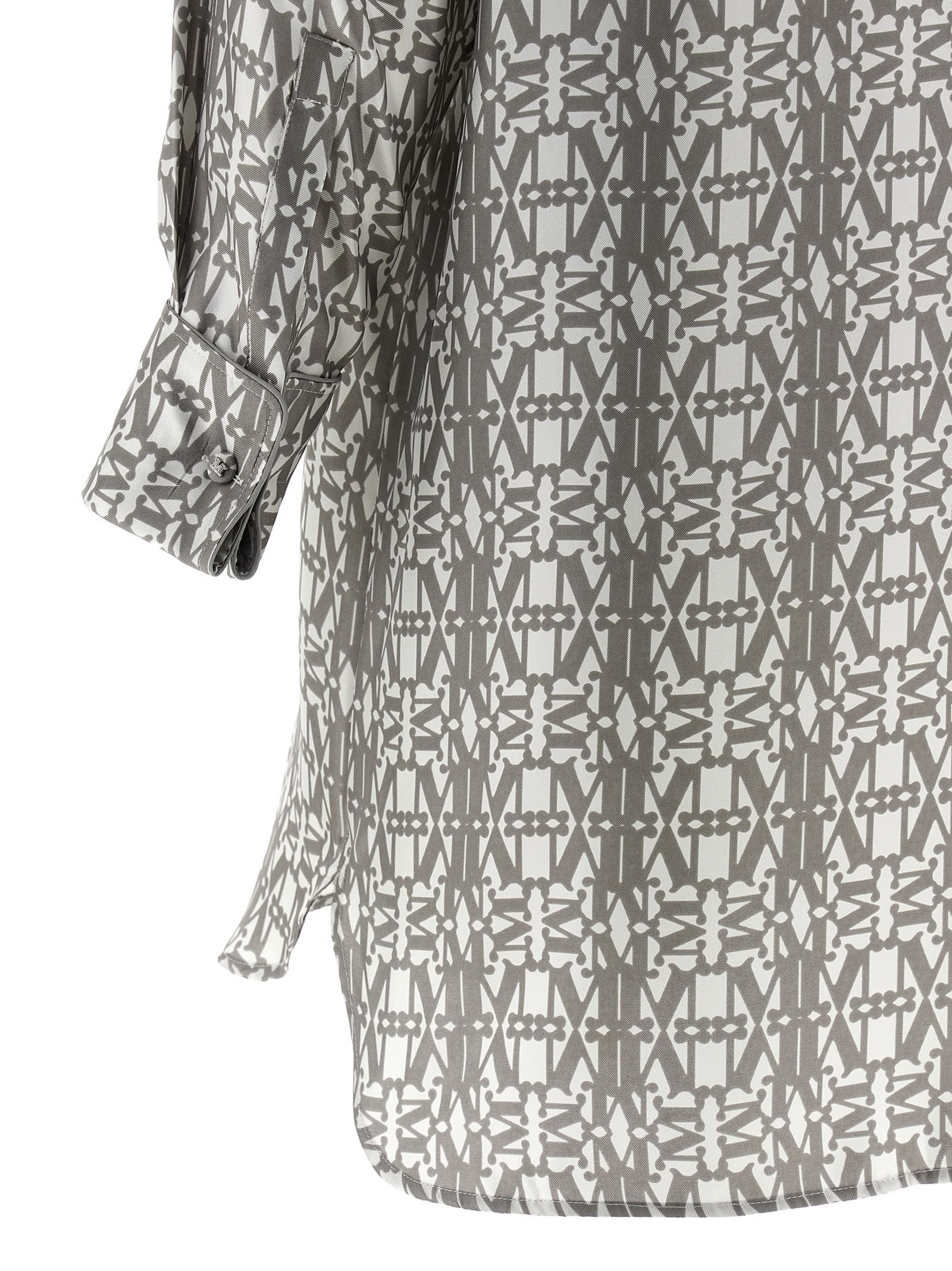 Max Mara Geometric Long Sleeve Dress With Side Slits In Multi