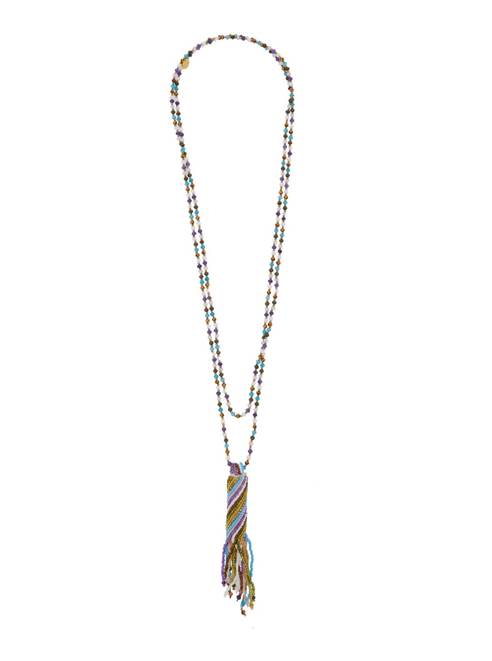 Momonì uakari Multicolor Double Wrap Necklace With Beads And Central Pendant In Mixed Glass And Brass Woman