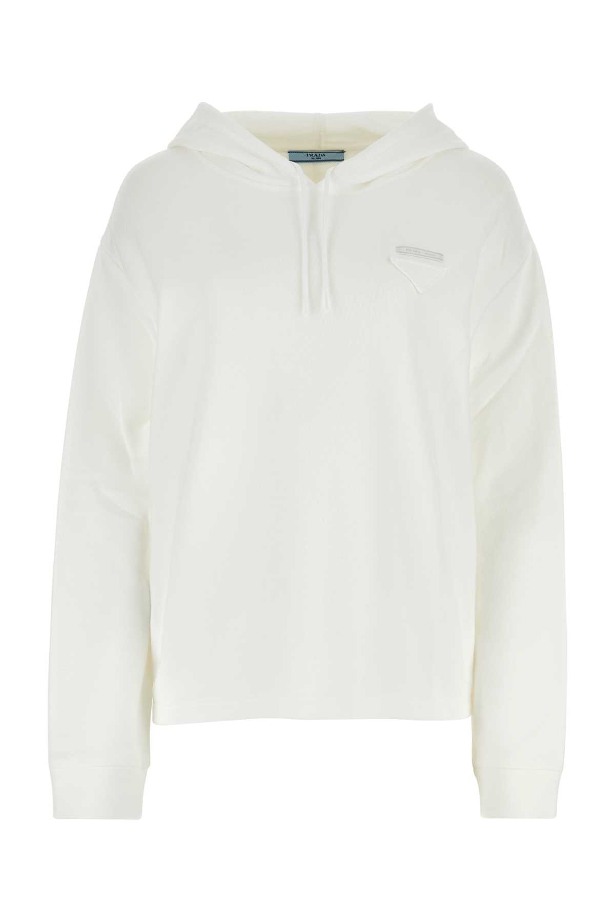 Shop Prada White Cotton Sweatshirt In Bianco