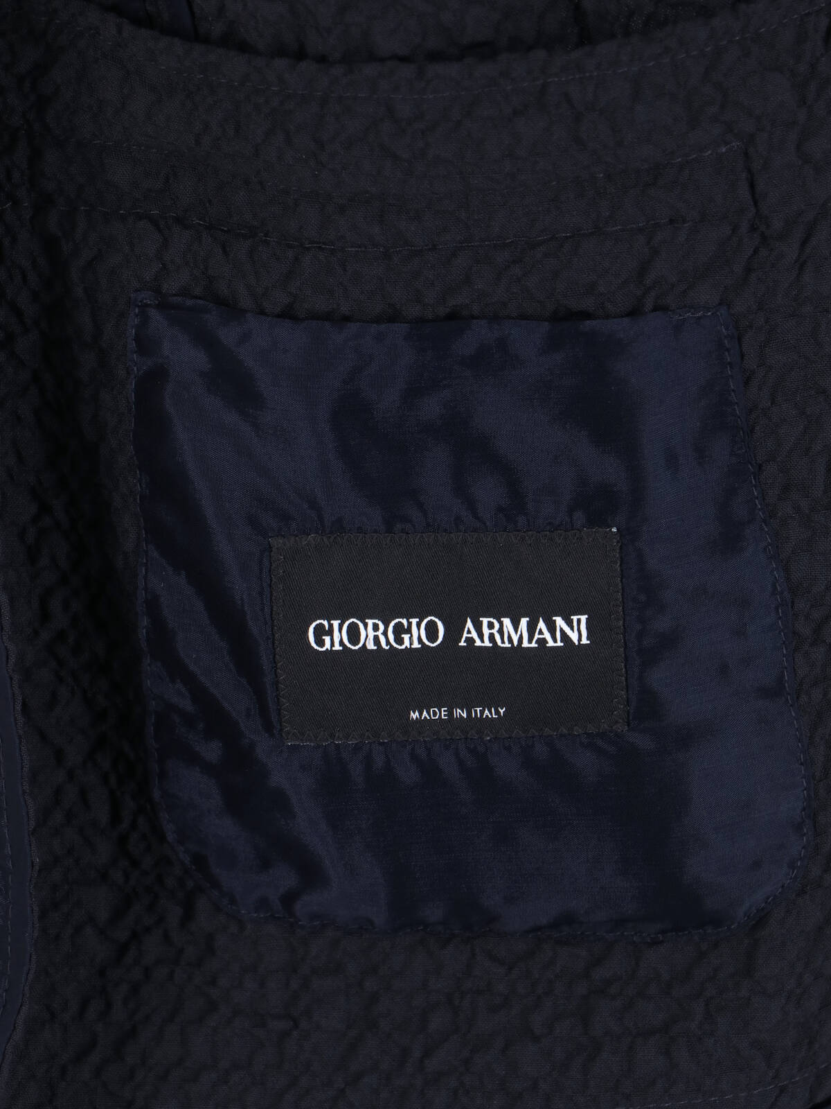 Giorgio Armani Front Pockets Notched Lapel Single Breasted Textured Fabric In Blue