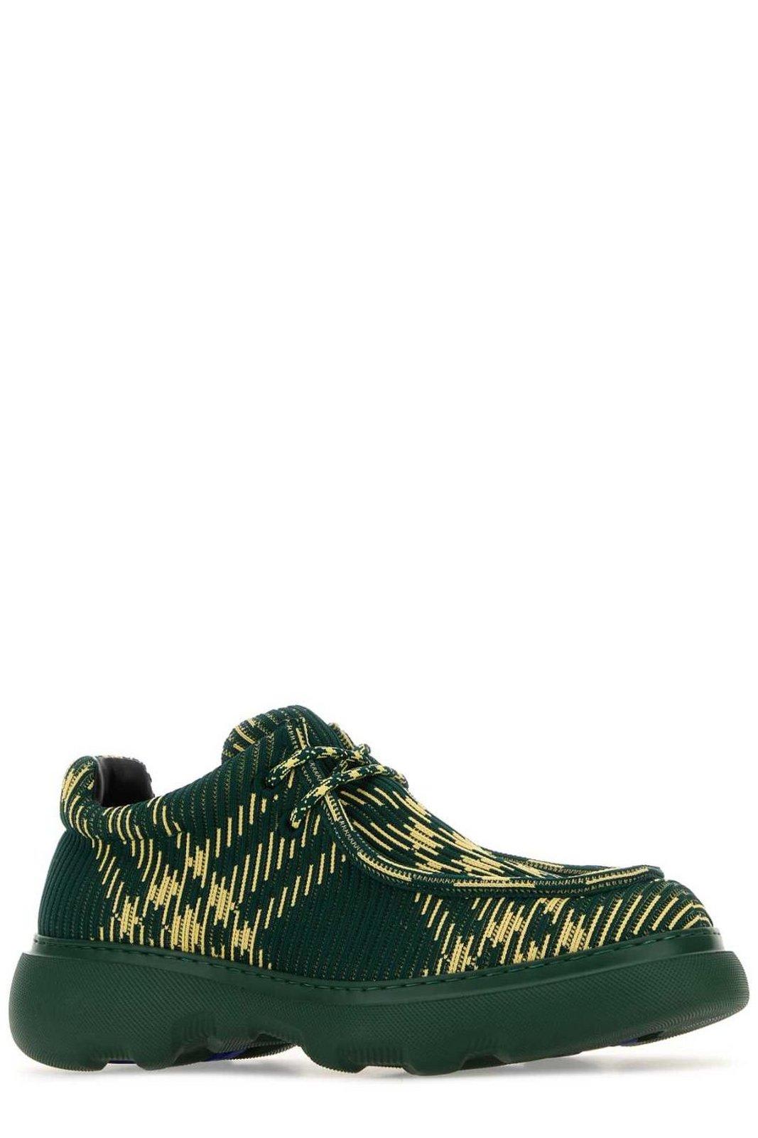 Burberry Embroidered Fabric Creeper Lace-up Shoes In Green