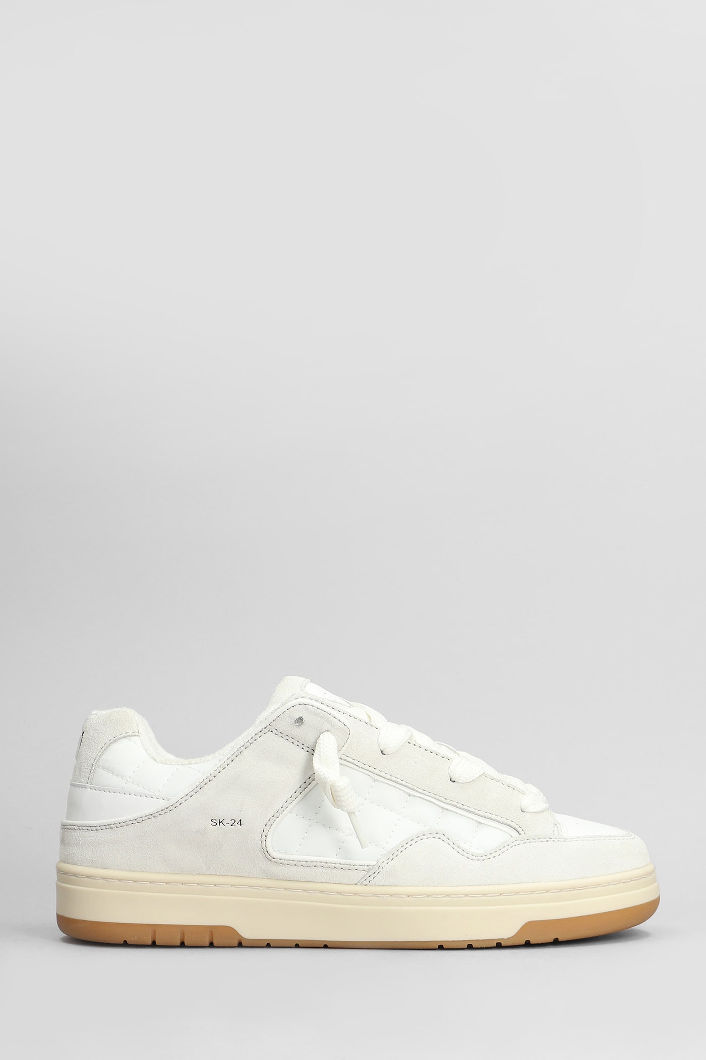 D. A.T. E. Skate Sneakers In White Suede And Fabric