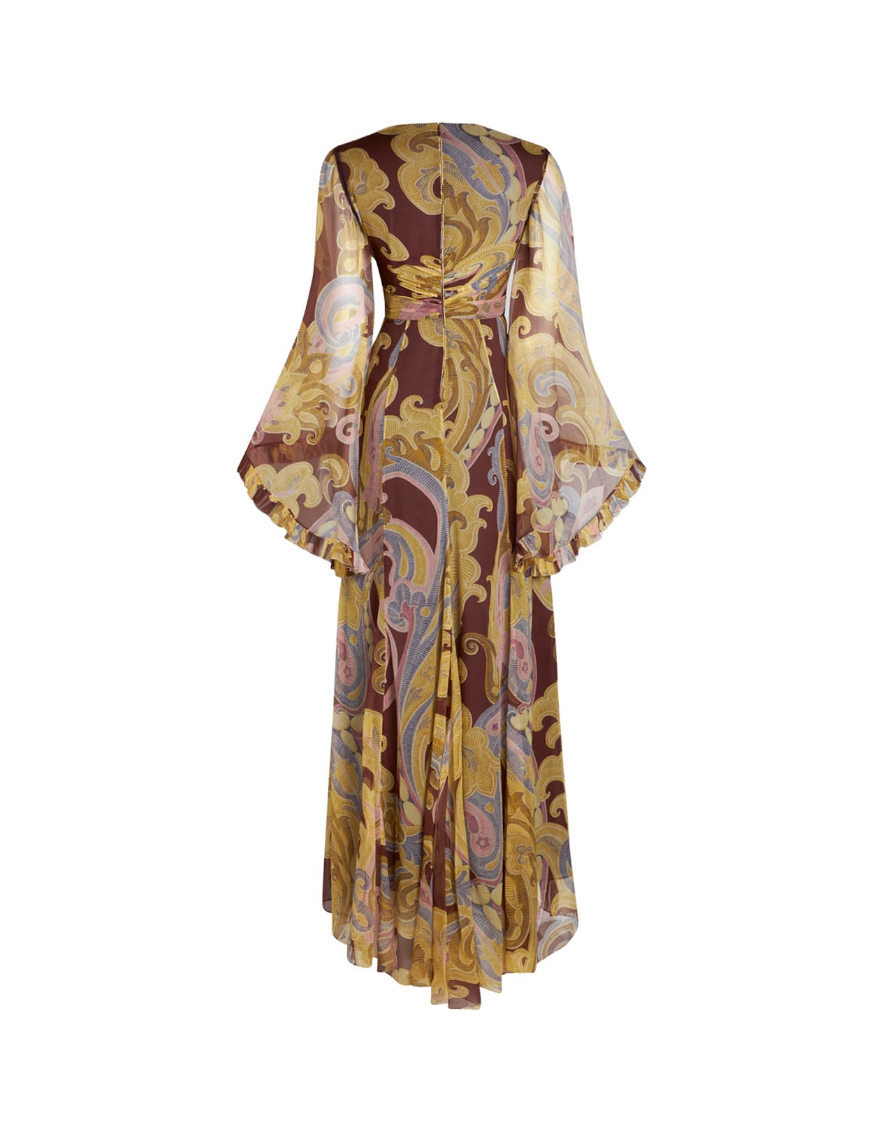 Shop Etro Burgundy Printed Silk Long Dress In Red