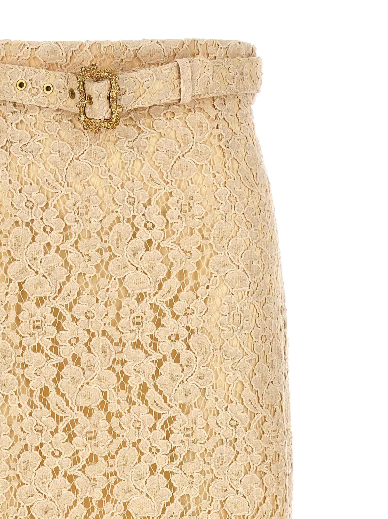 Shop Zimmermann Sensory Lace Skirt In Beige