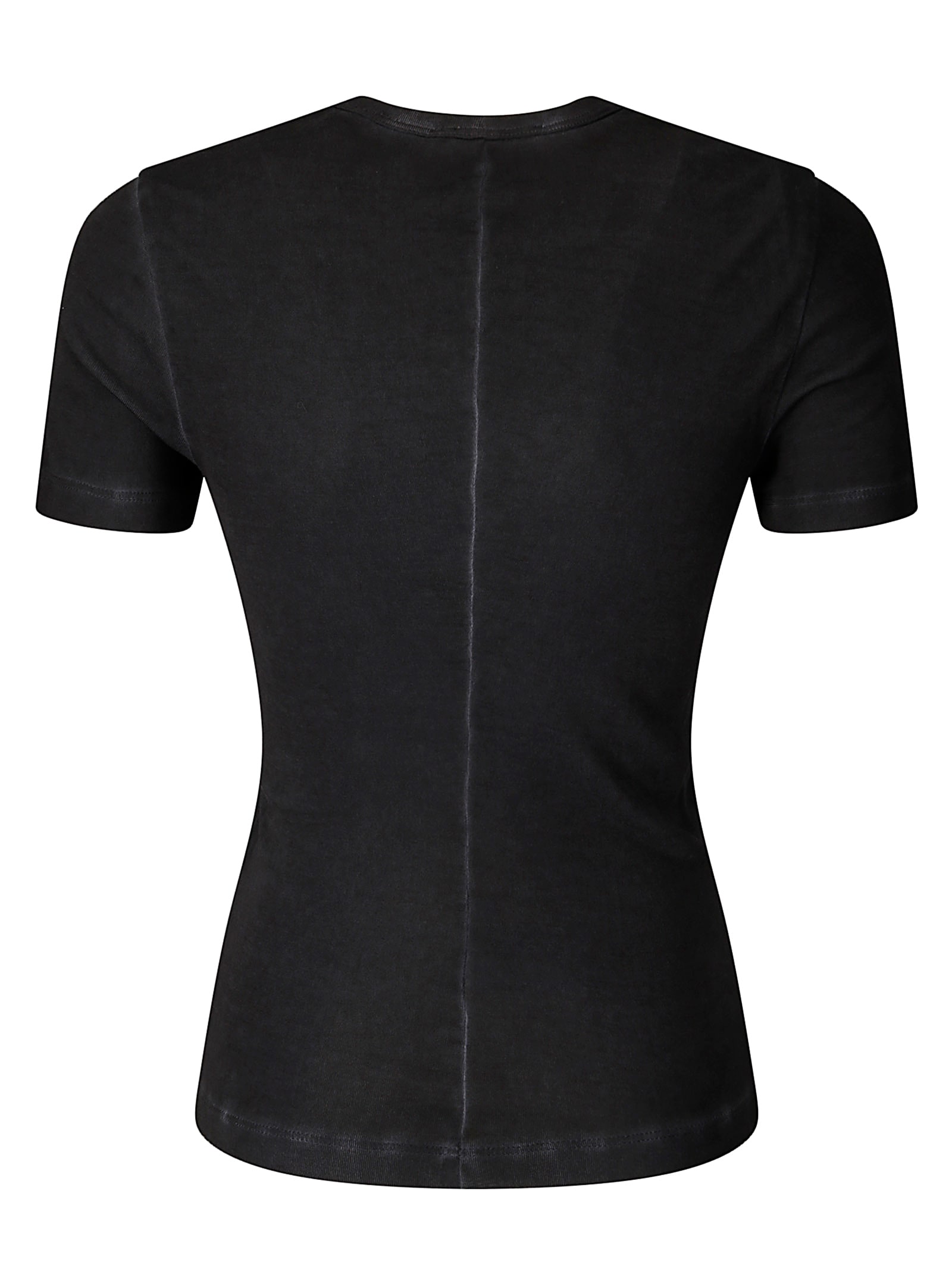 Helmut Lang Shrunken Short-sleeve Crew-neck Top In Black
