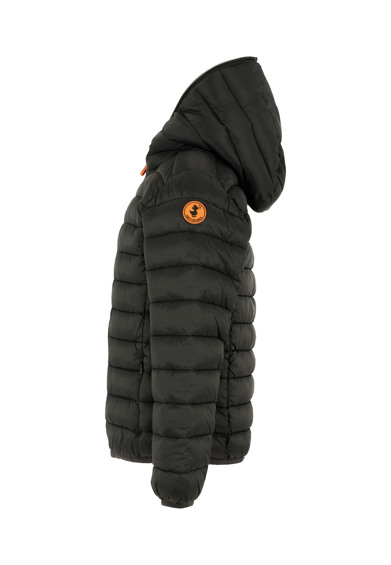 Save The Duck Black Dony Down Jacket For Boy With Logo In Black
