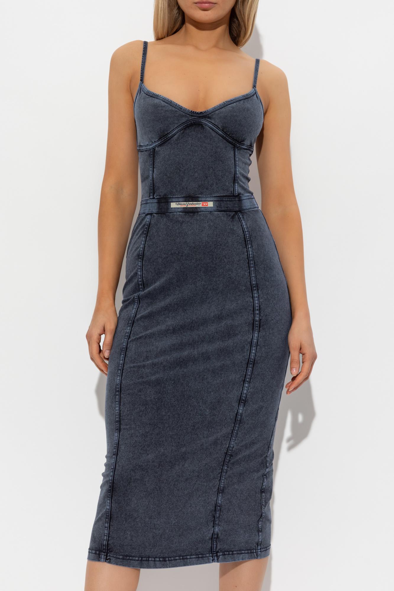 Diesel Knee Length Dress Belt Detail In Blue