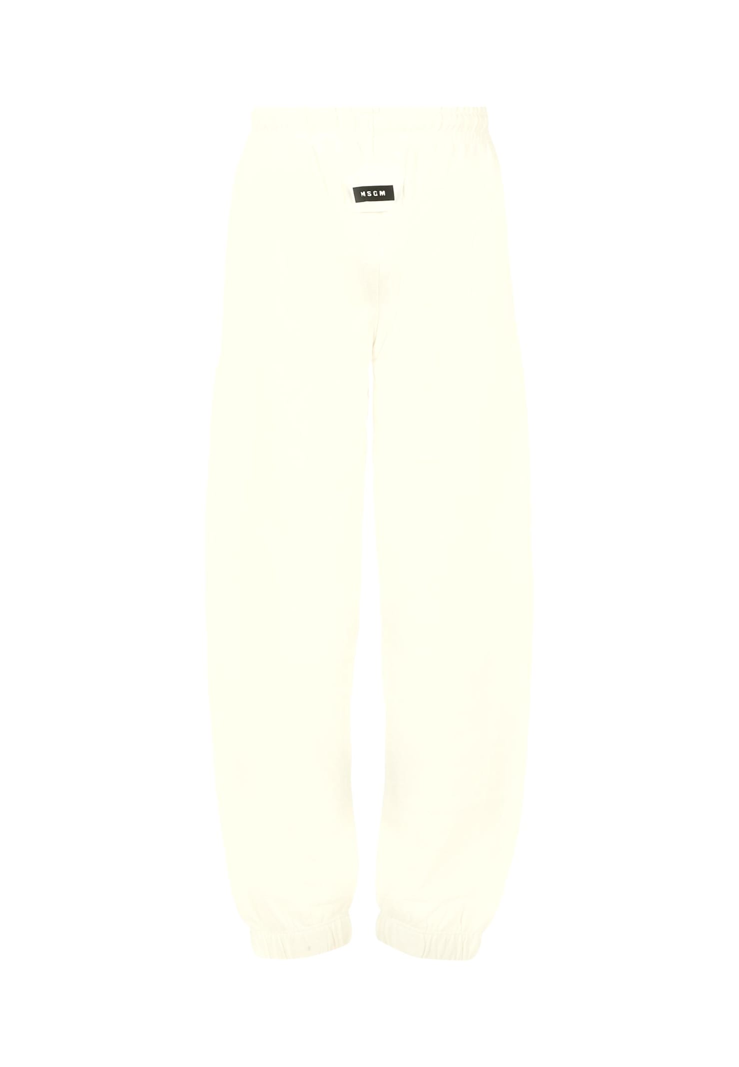 Msgm Ivory Trousers For Kids With Patch In Neutral
