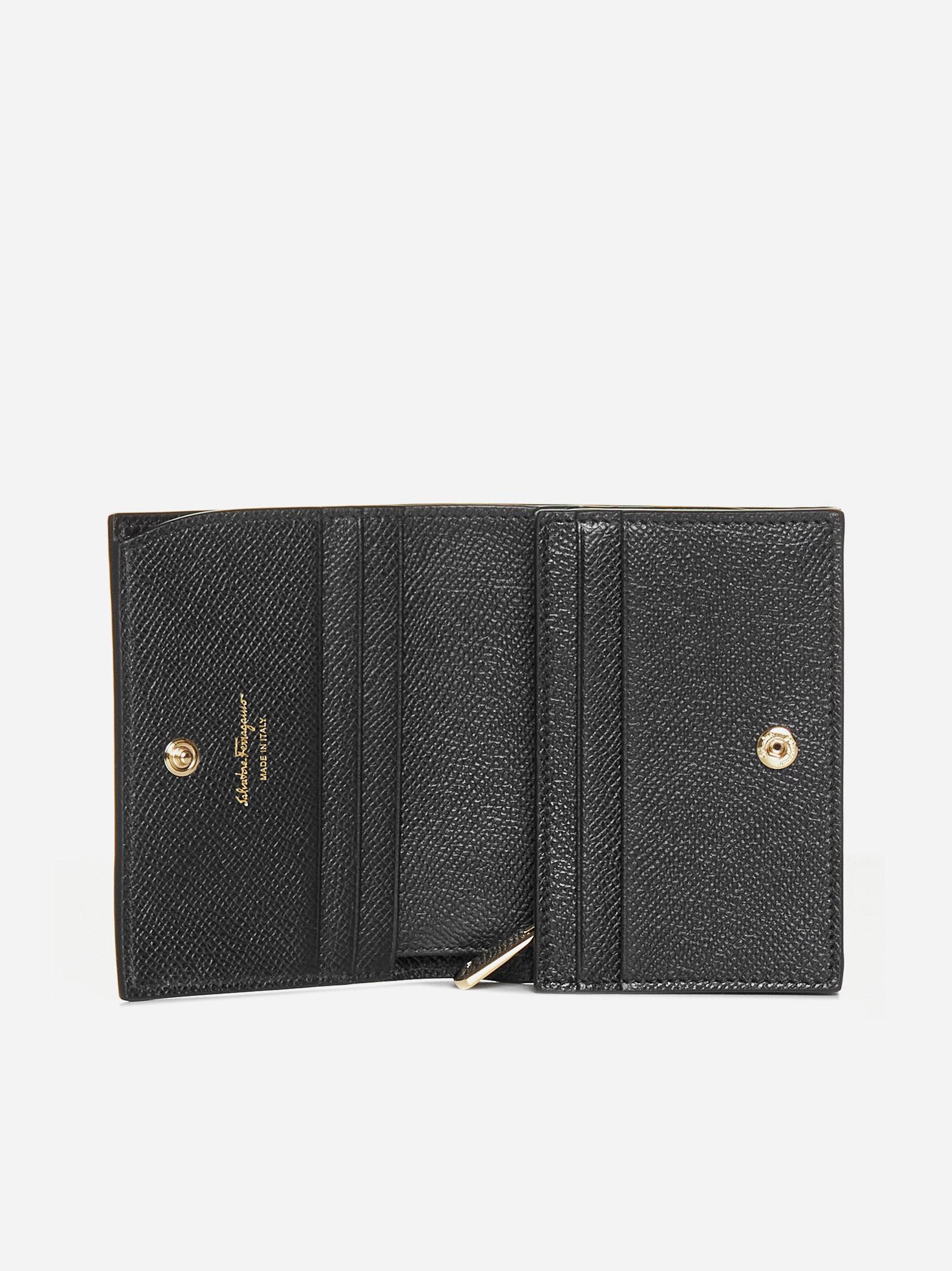 Shop Ferragamo Vara Leather Wallet In Black