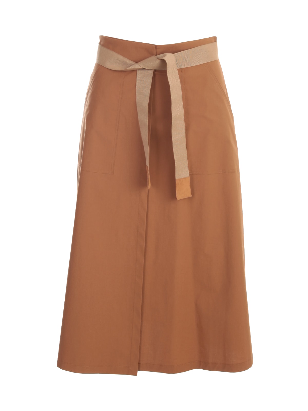 Seventy Popeline Long Skirt W/belt And Slits