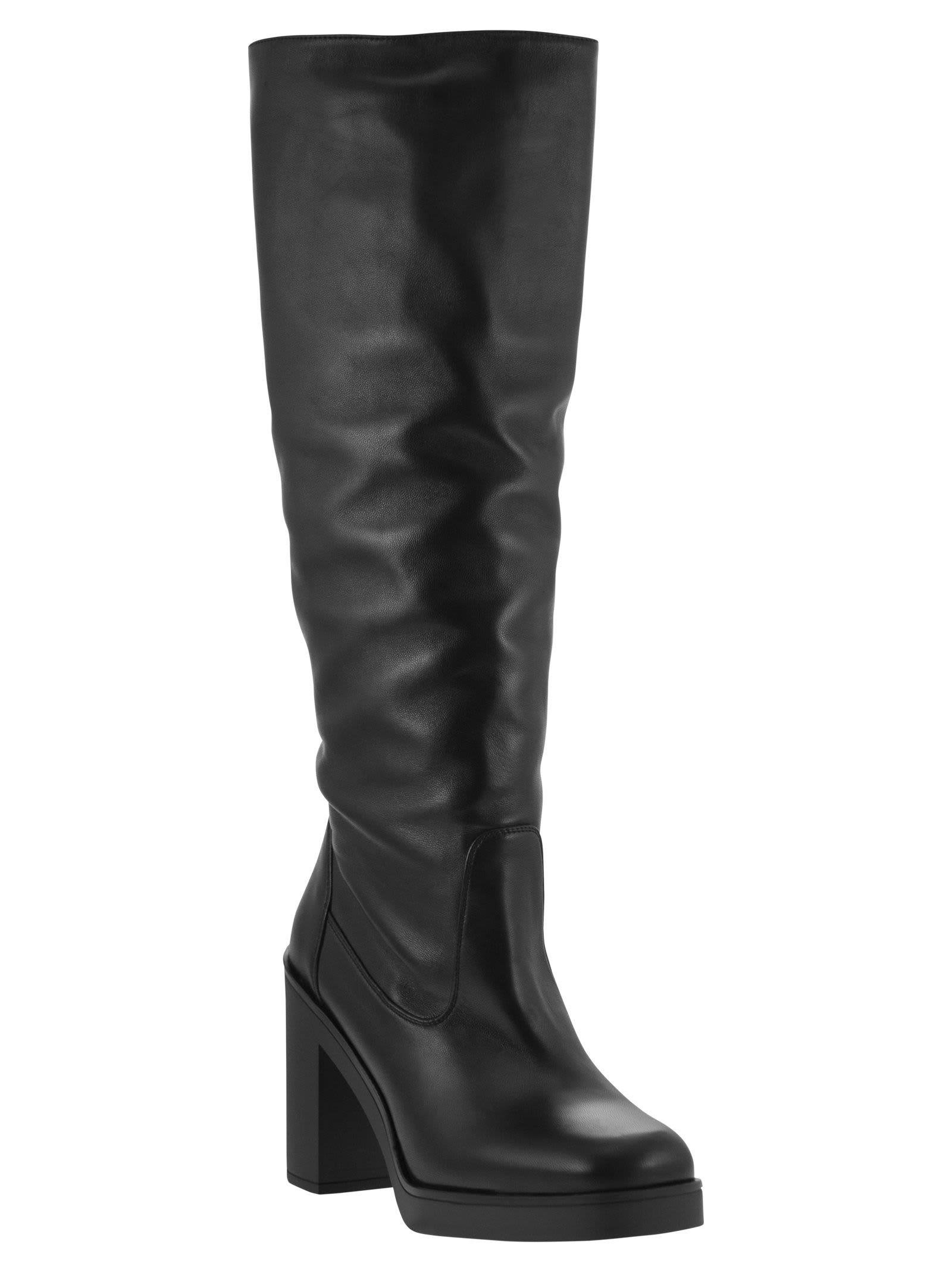 Shop Stuart Weitzman Bethenny 80 - Leather Boot In Black