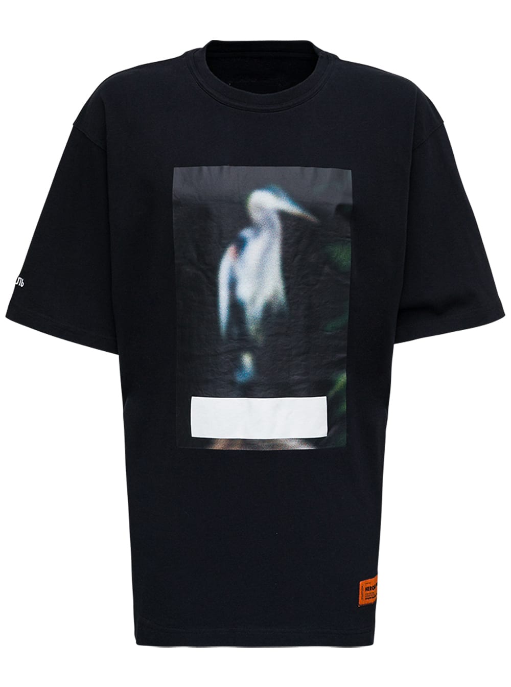HERON PRESTON Black Blurry Heron Cotton T-shirt With Print