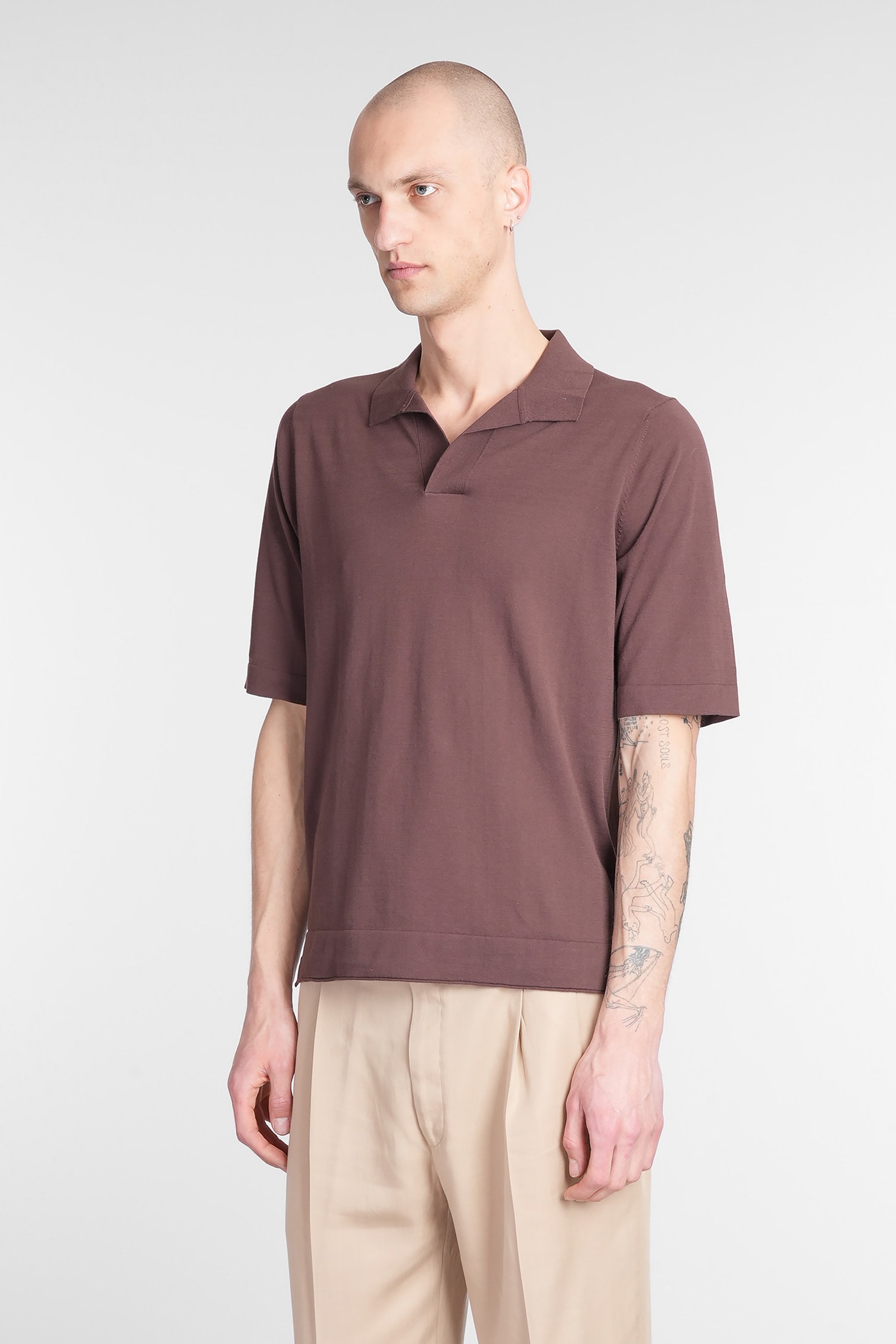 Ballantyne Polo In Brown Cotton In Brown