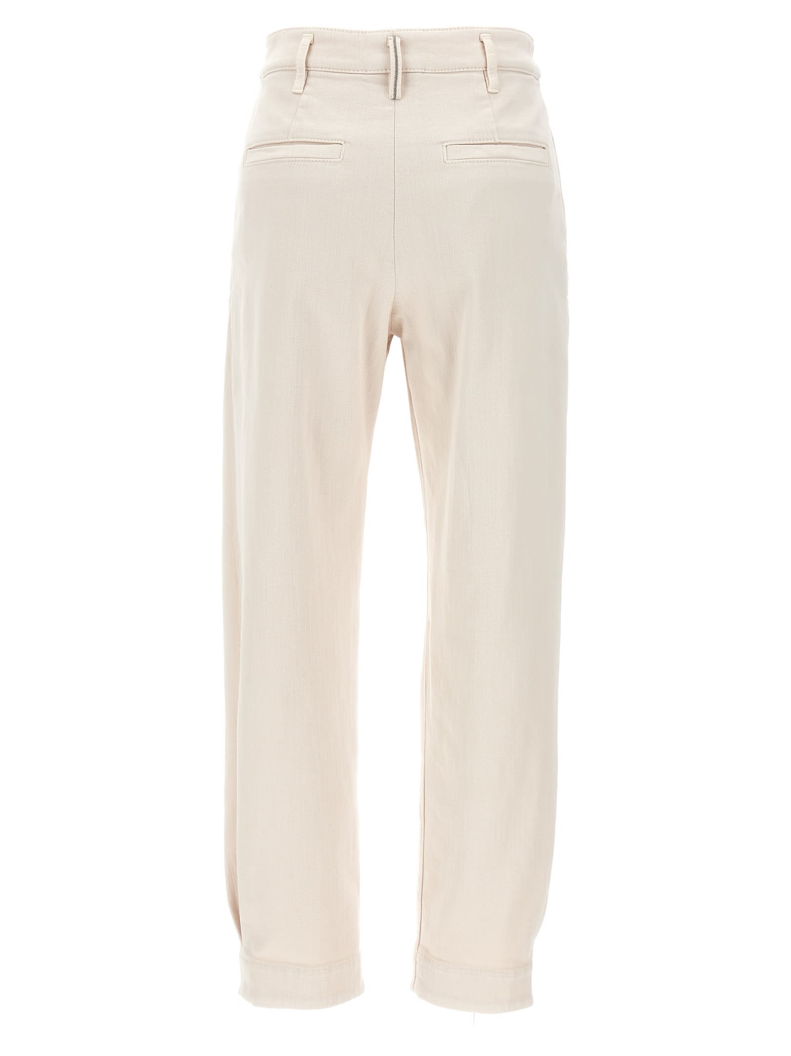 Shop Brunello Cucinelli Stretch Denim Pants In Beige