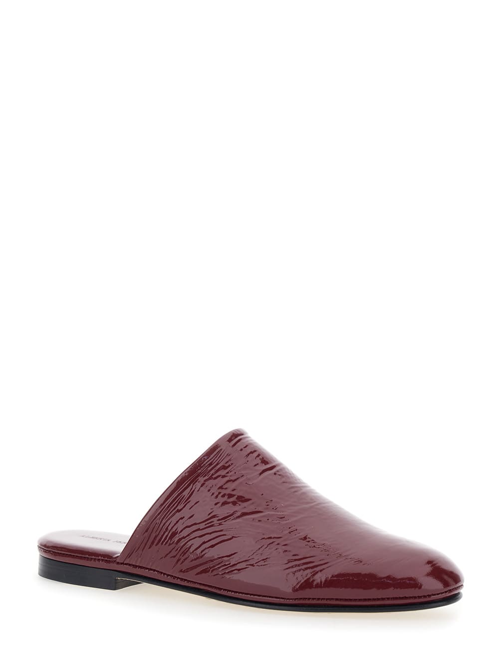 Alberta Ferretti Bordeaux Mules With Almond Toe And Flat Sole In Patent Leather Woman In Burgundy