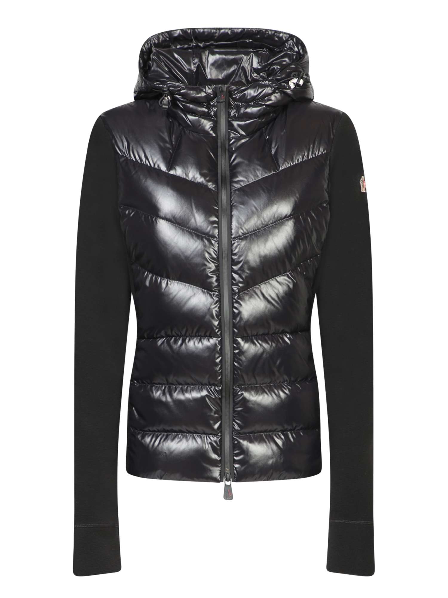 Shop Moncler Black Zip Up Padded Cardigan