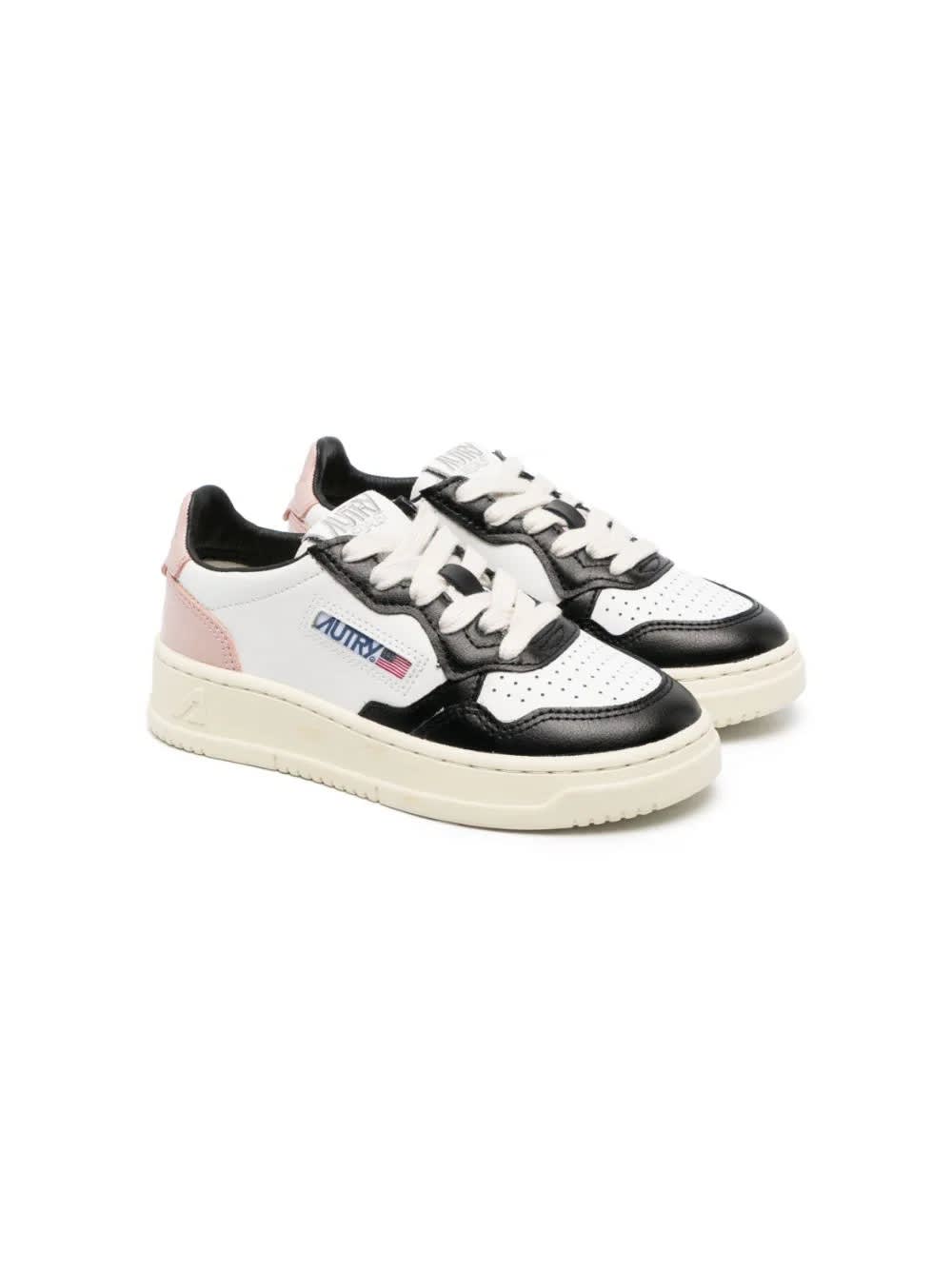 Shop Autry White, Pink And Black Medalist Low Sneakers In Bianco