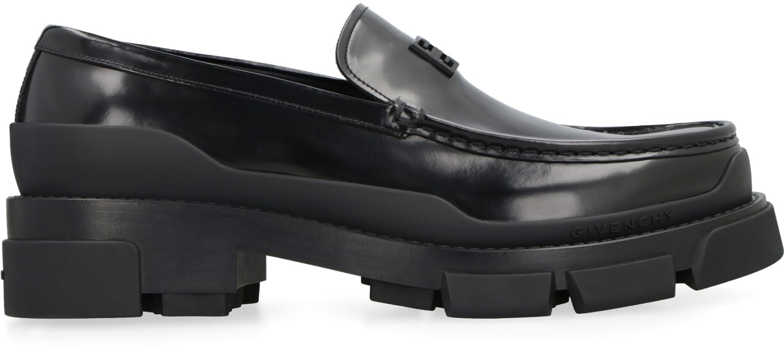 Shop Givenchy Terra Leather Loafers In Nero