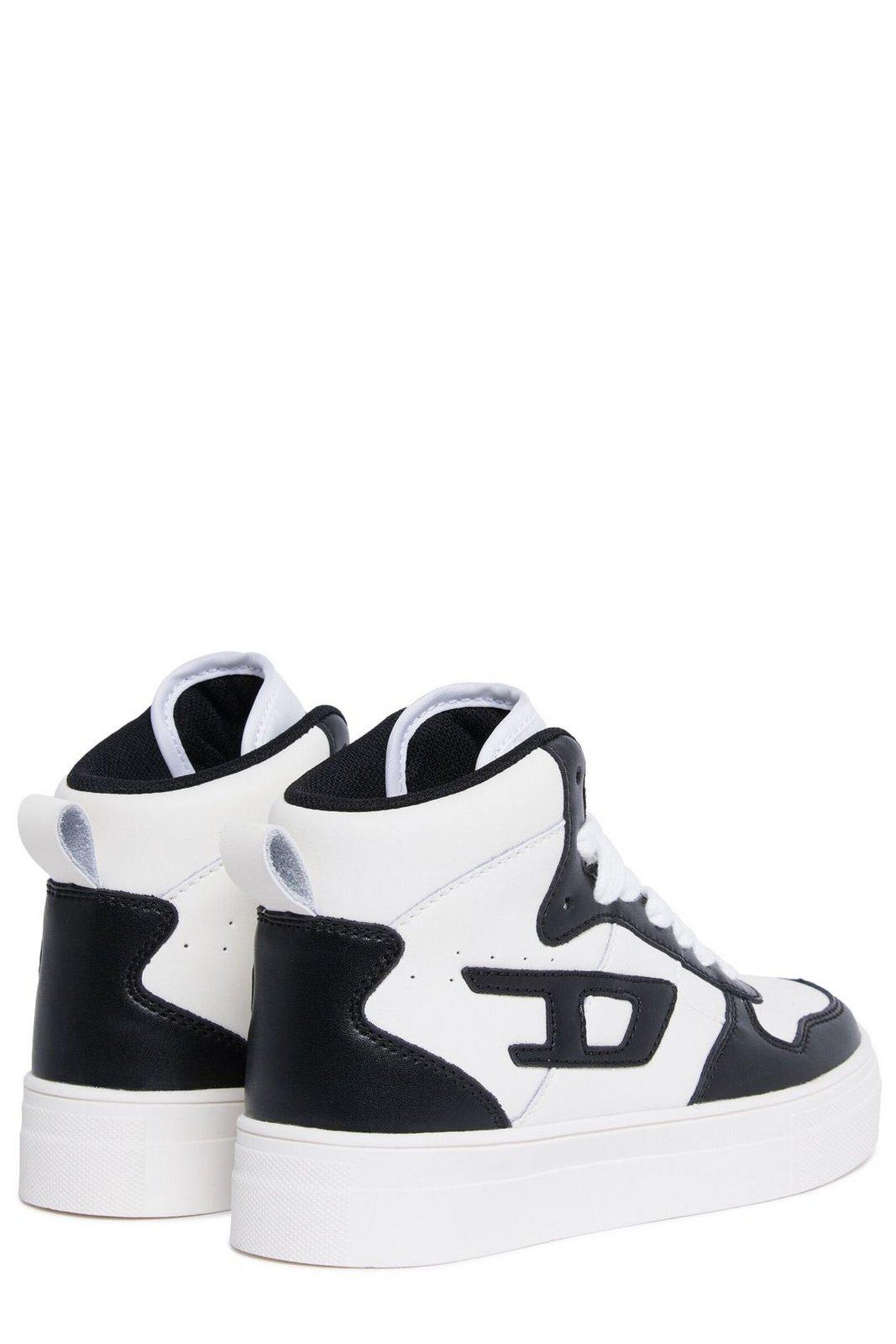 Shop Diesel Ukiyo 2.0 Mid-top Sneakers In Nero E Bianco